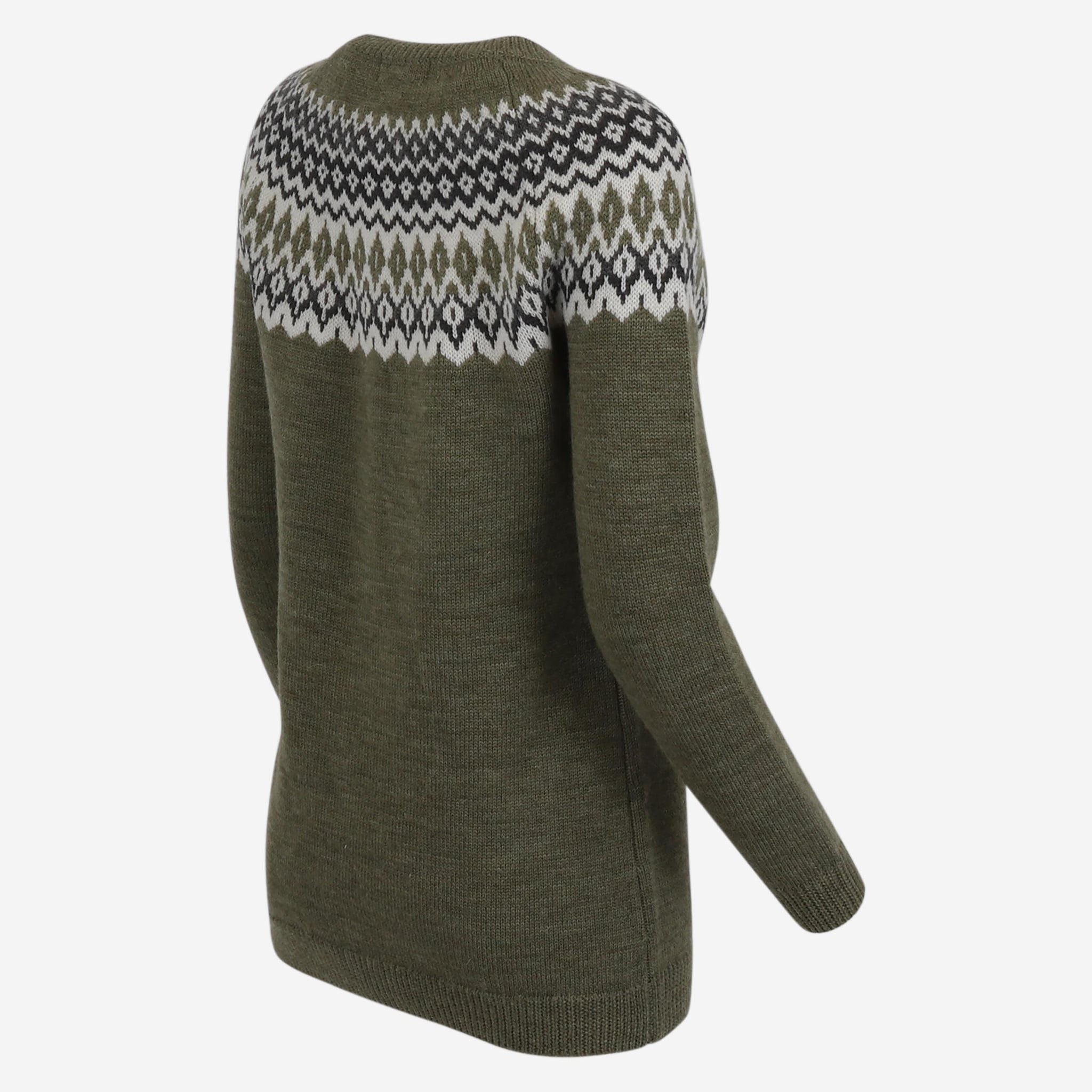 ÁSTHILDUR síð hneppt merino ullarpeysa