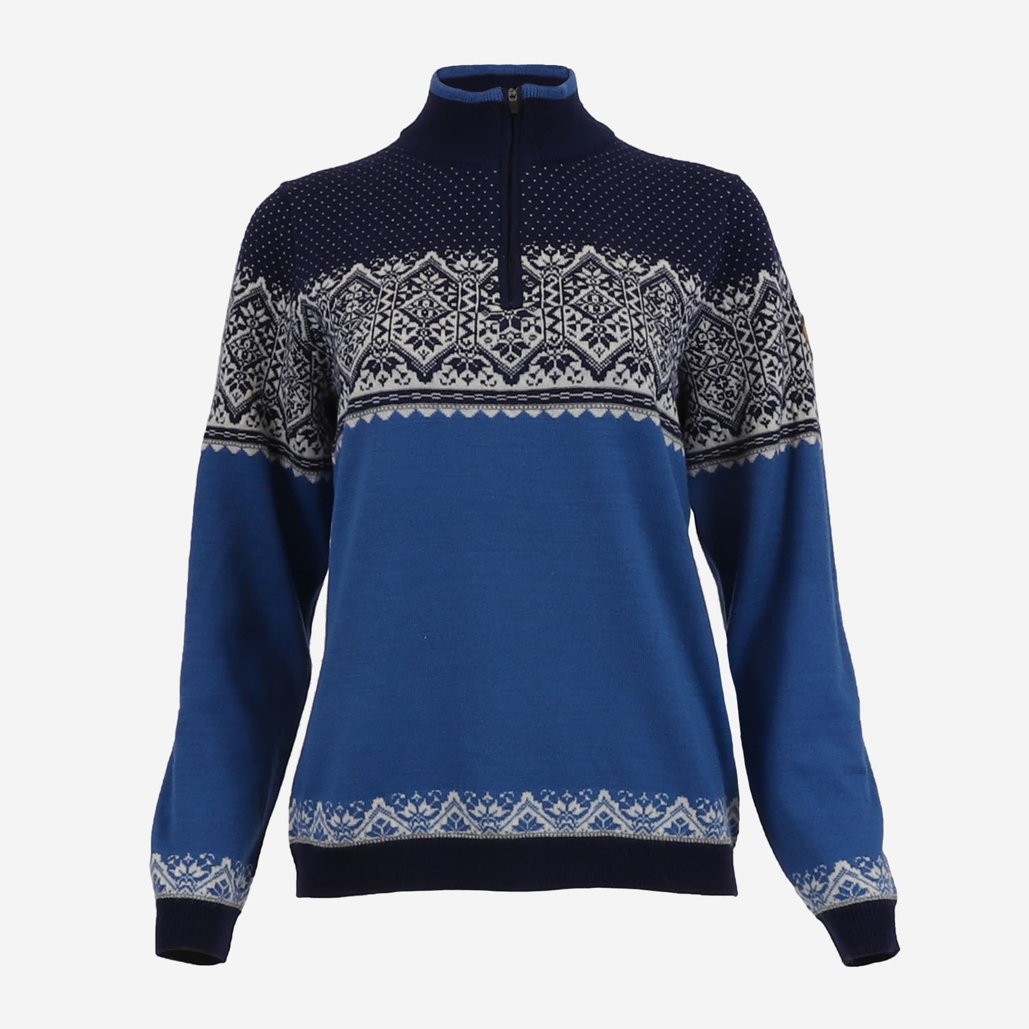 GERDE hálfrennd merino peysa með norsku mynstri