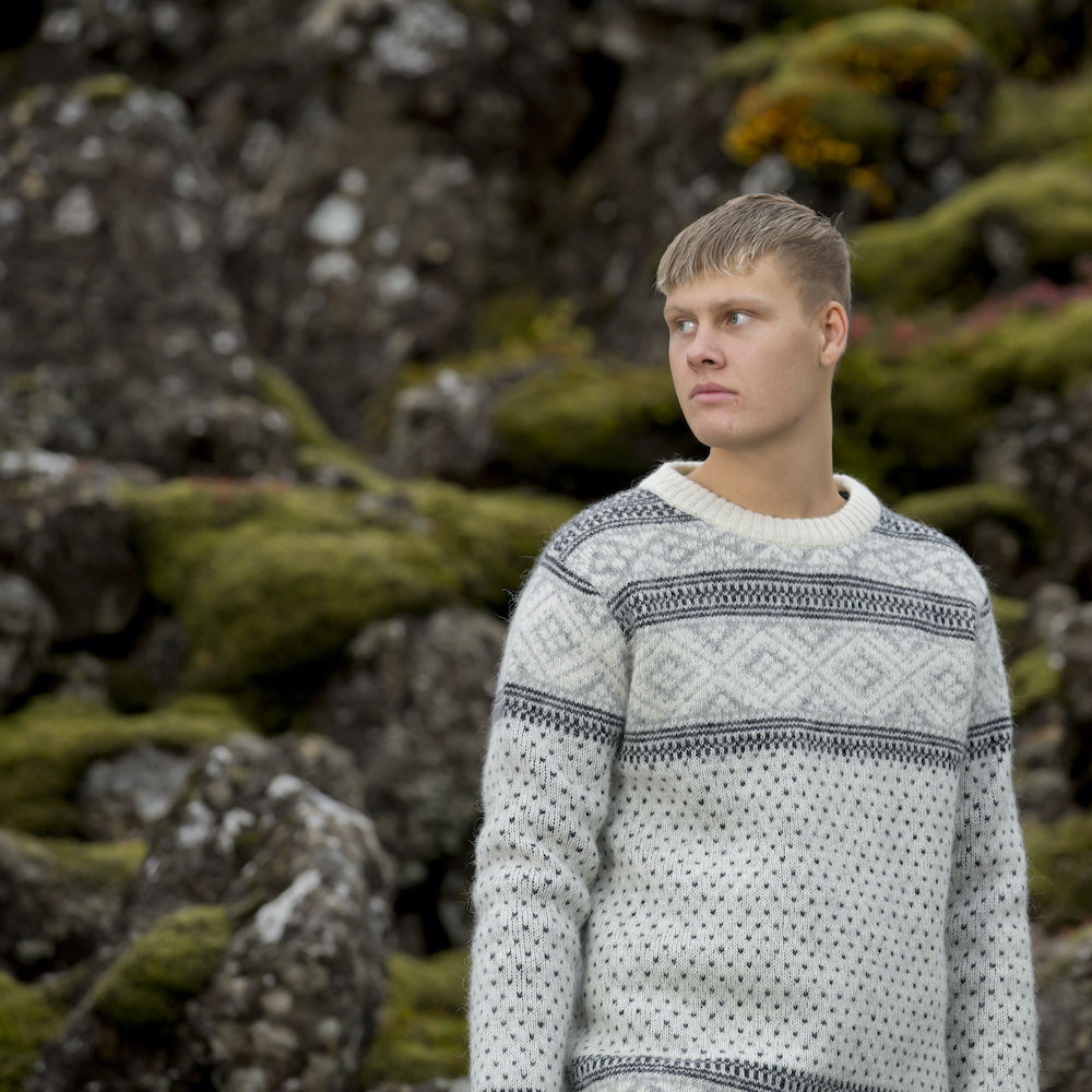PÉTUR íslensk ullarpeysa með norksu mynstri