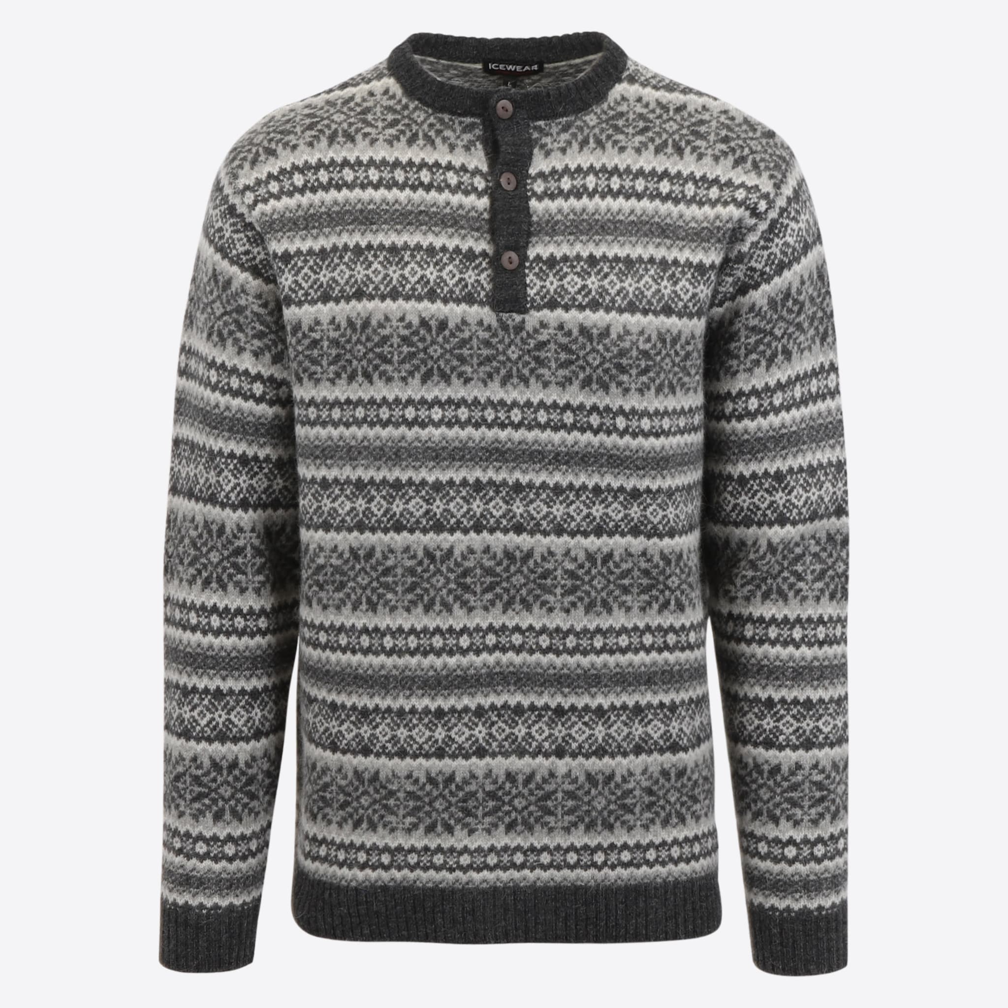 Urður Herrenwollpullover mit halber Knopfleiste
