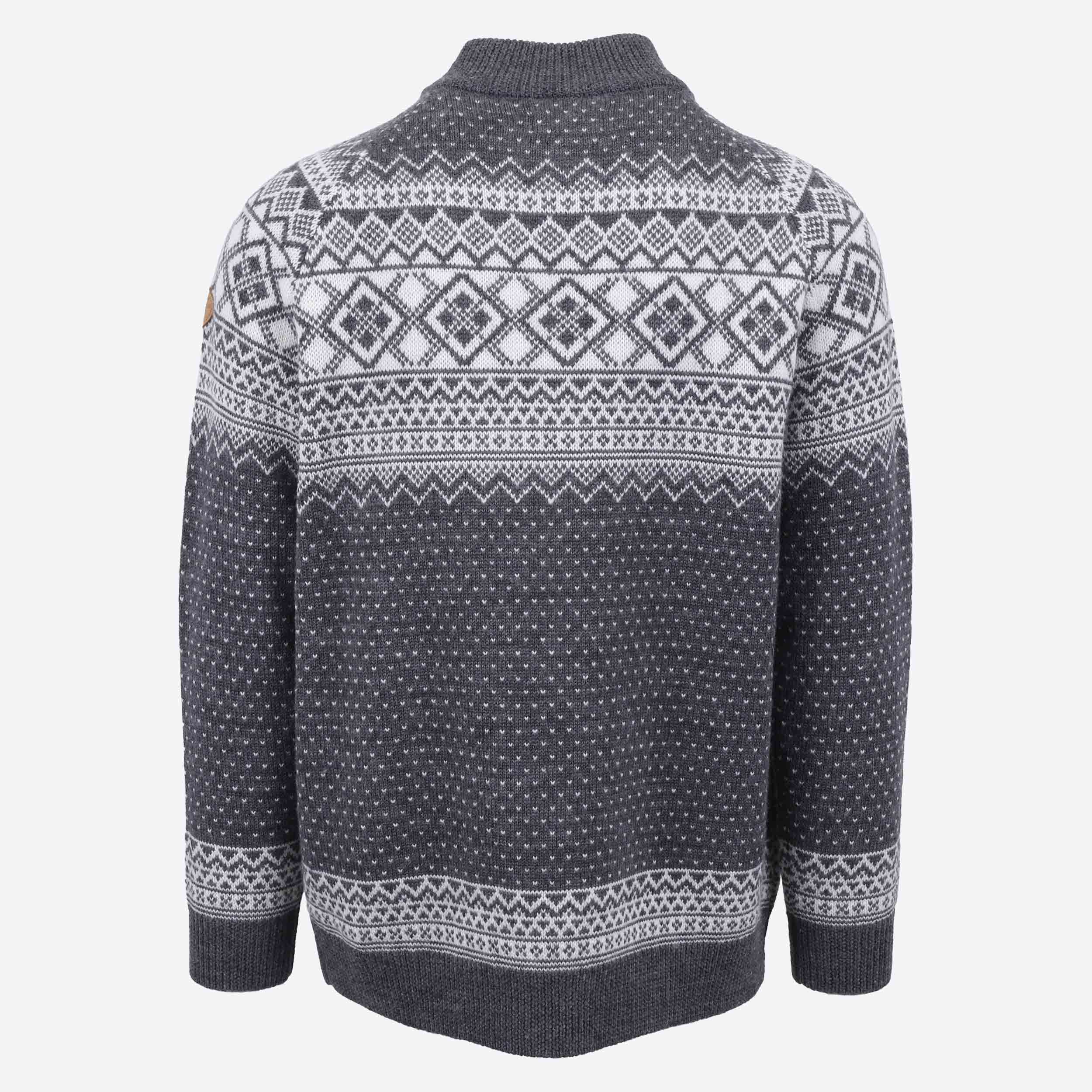 ALEXANDER hálfrennd merino ullarpeysa með norsku mynstri