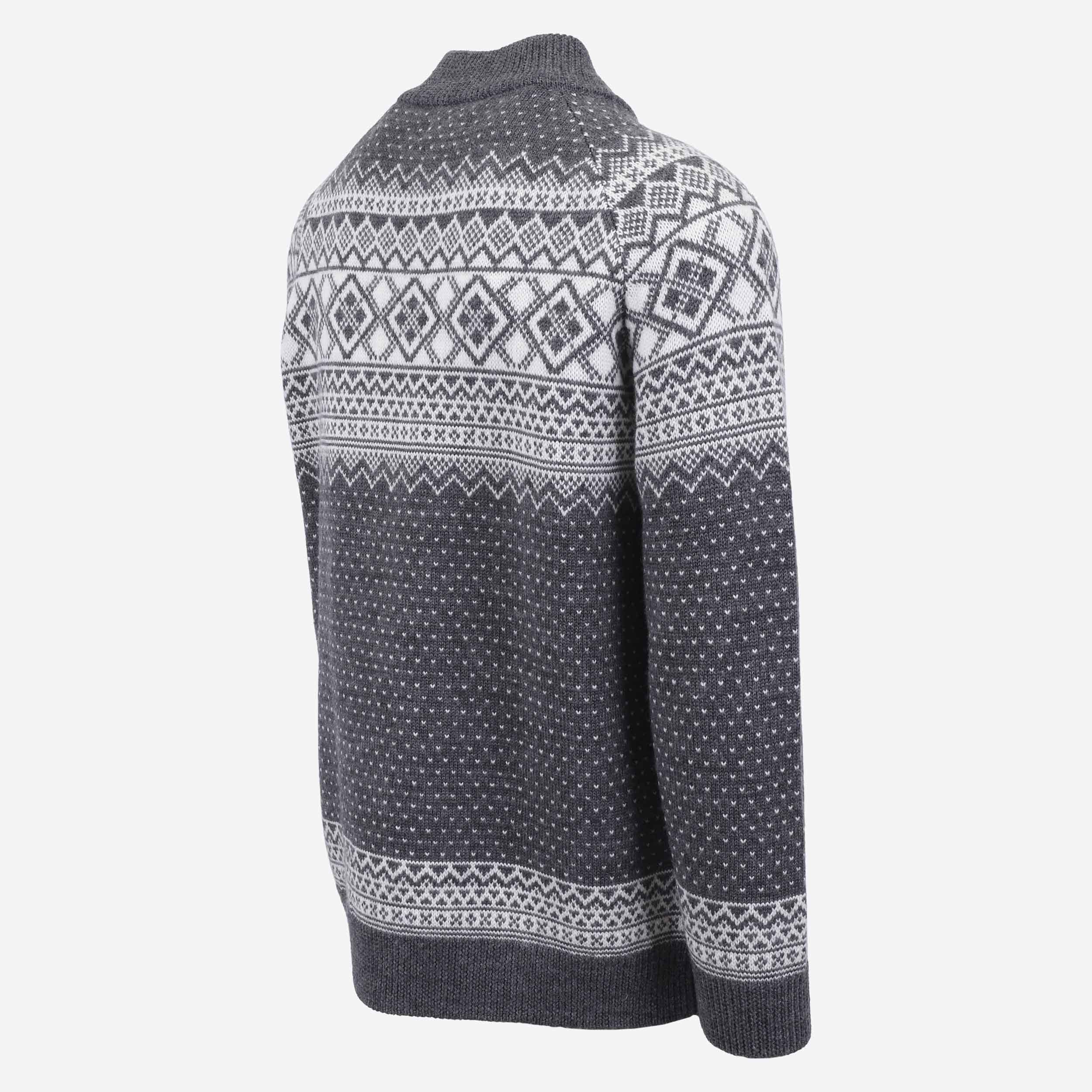 ALEXANDER hálfrennd merino ullarpeysa með norsku mynstri
