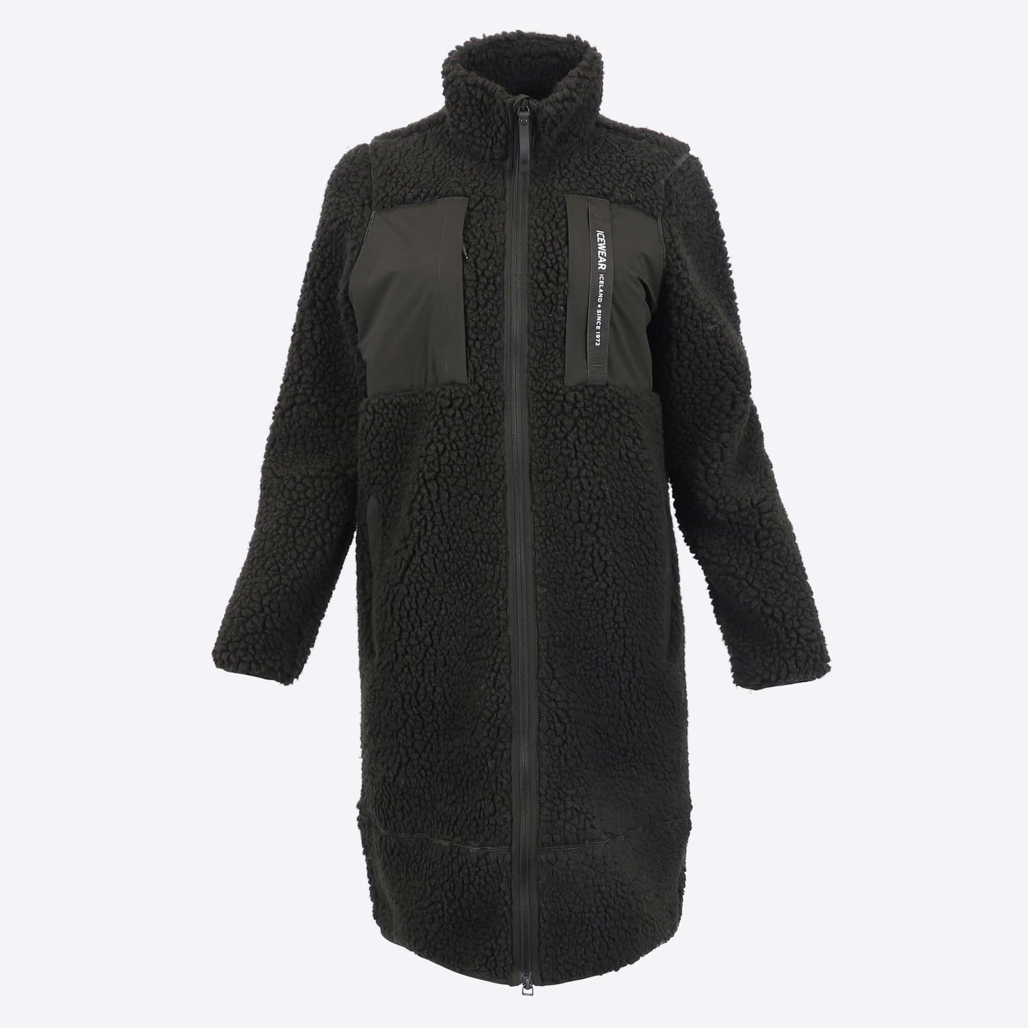 Hergilsey langer Sherpa-Wollfleecemantel