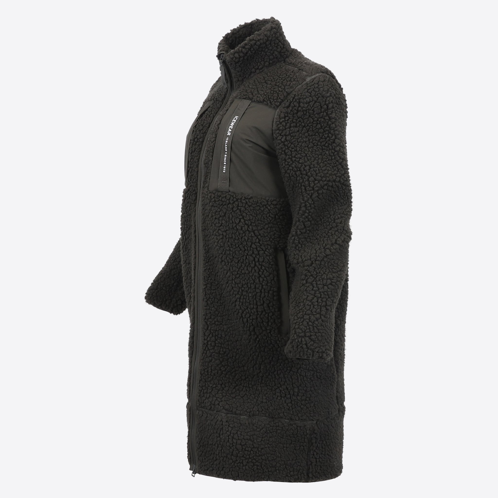 Hergilsey langer Sherpa-Wollfleecemantel