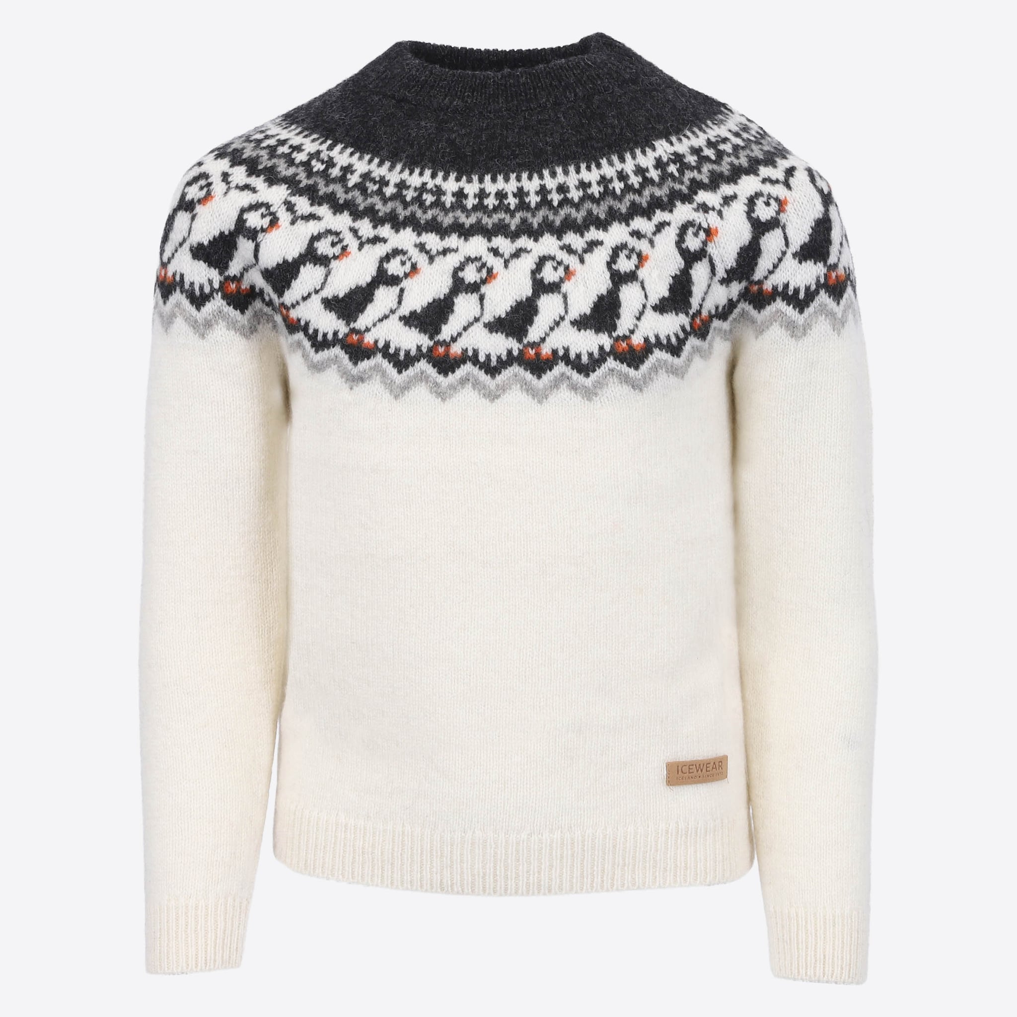 Lundi kids´ wool sweater with Puffin pattern 