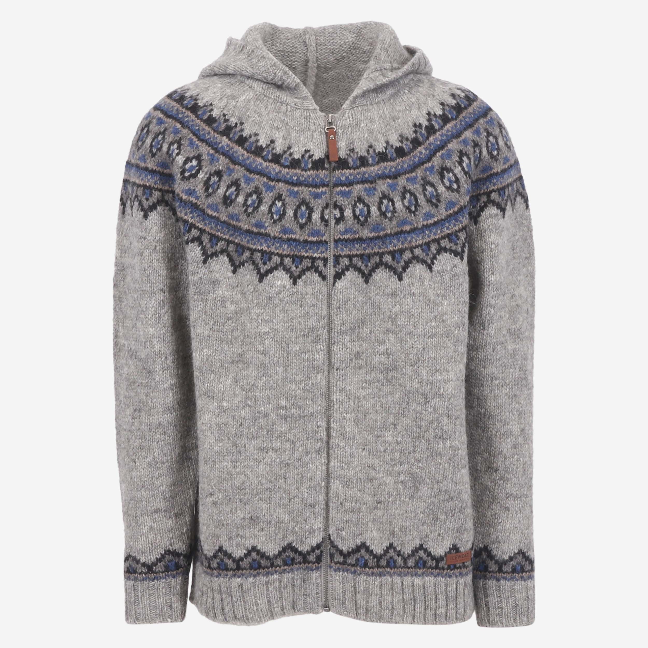 Brynjudalur pullover aus isländischer Wolle mit Reißverschluss