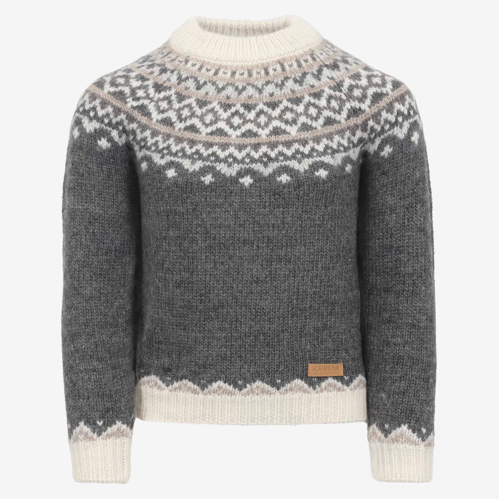 Skjaldbreiður kids´s wool sweater with Icelandic pattern