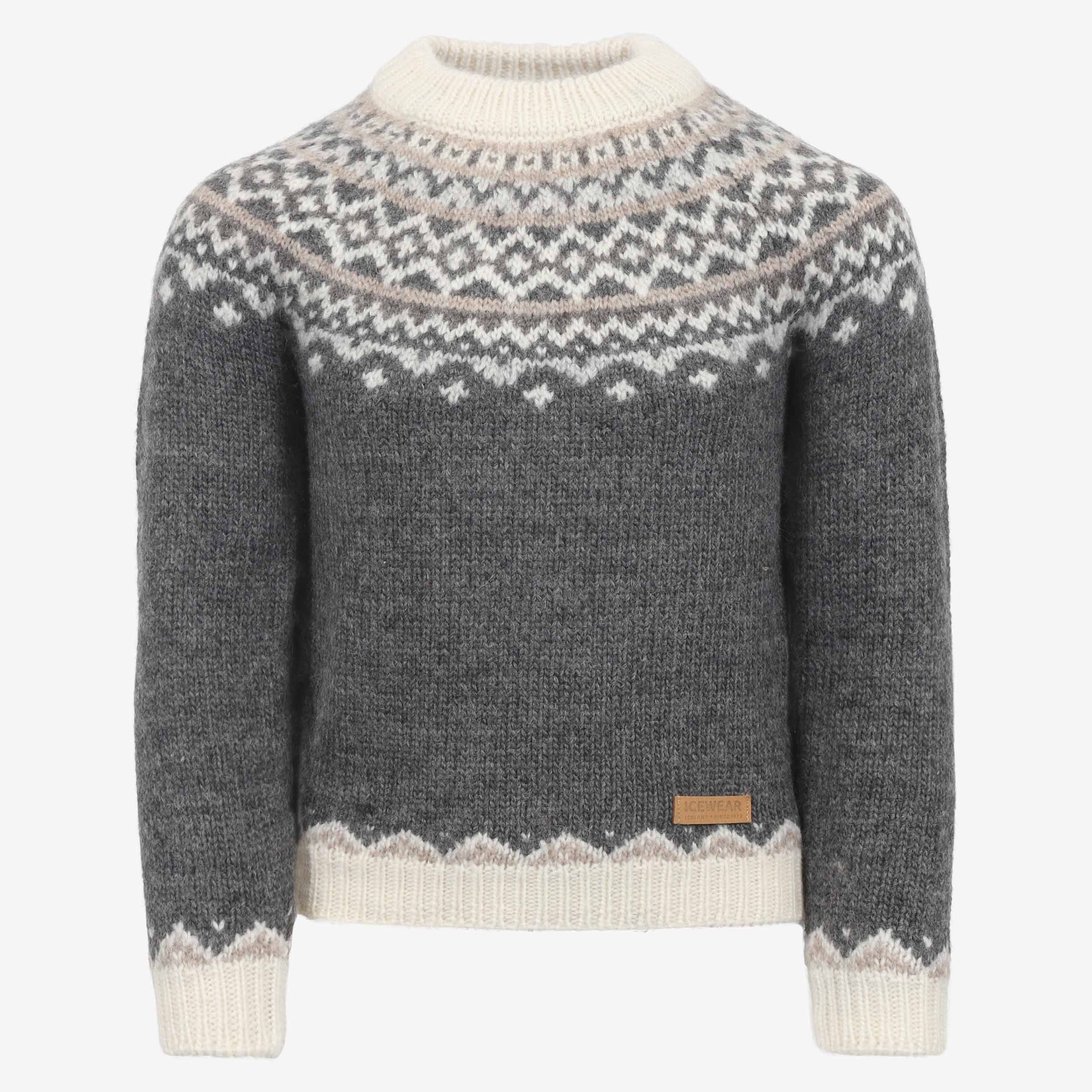 Skjaldbreiður kids´s wool sweater with Icelandic pattern