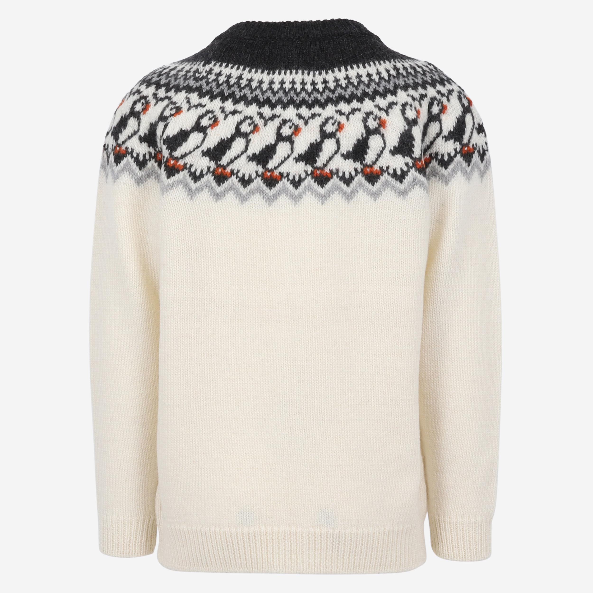 Lundi pull en laine zippé avec motif Puffin