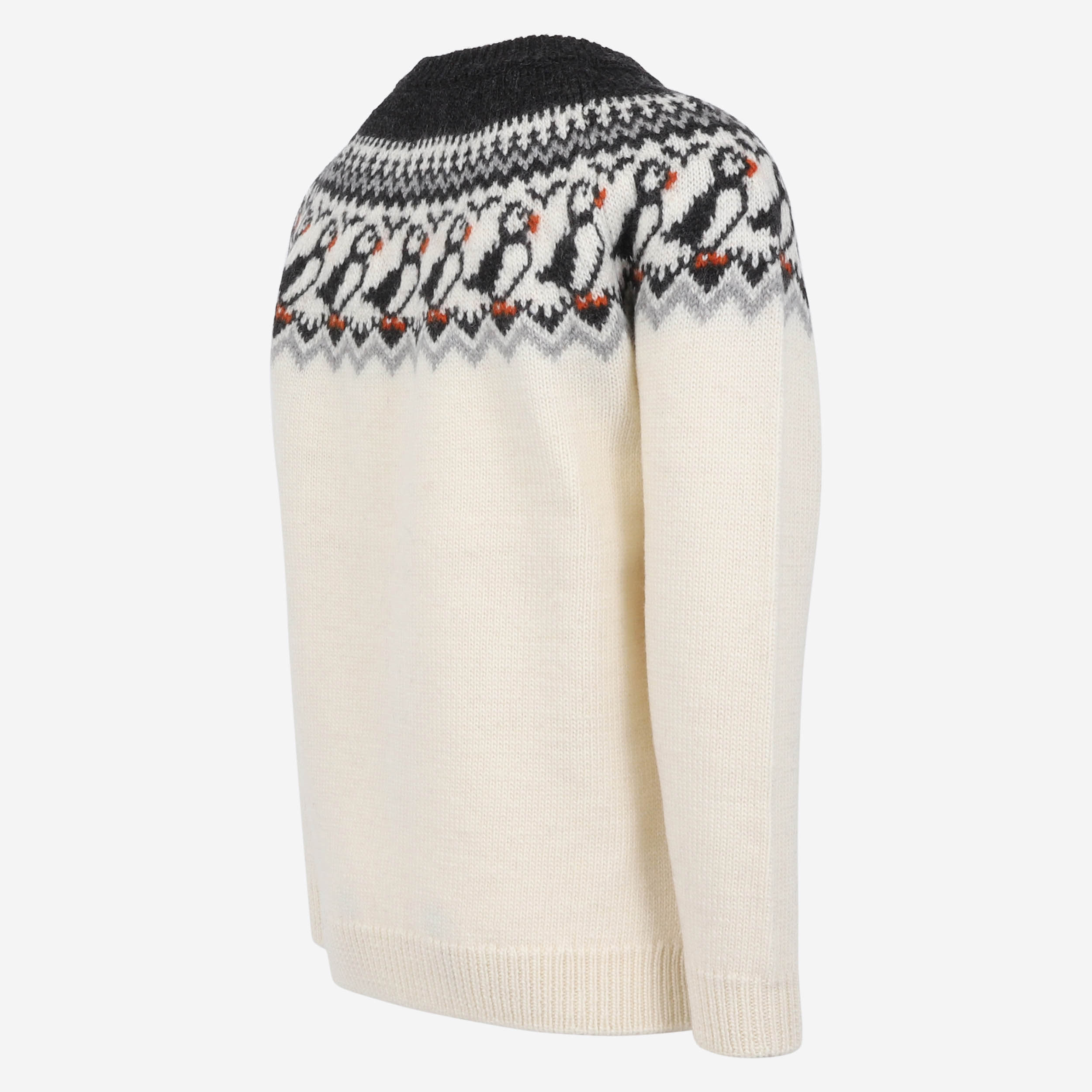 Lundi pull en laine zippé avec motif Puffin