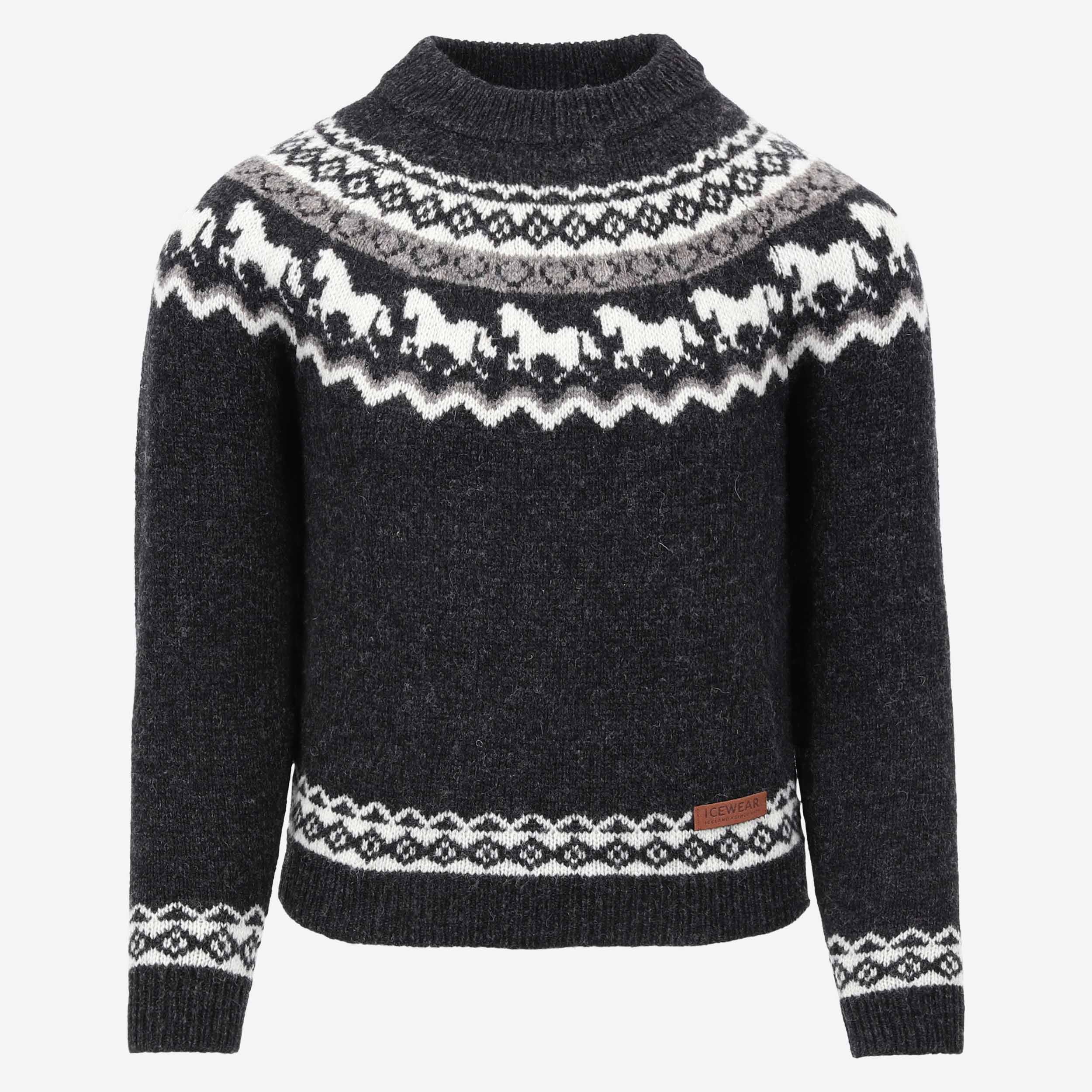 Sleipnir children´s wool sweater with horse patterns