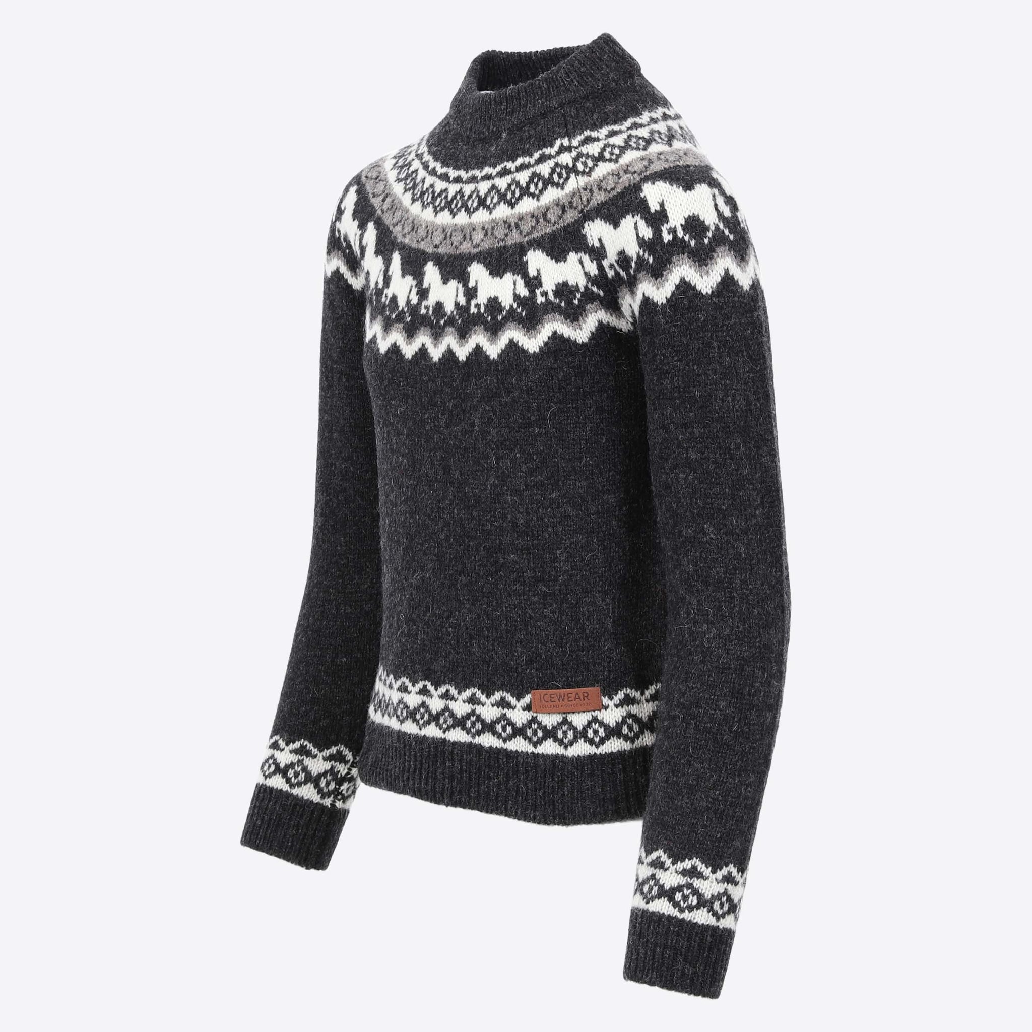 Sleipnir children´s wool sweater with horse patterns