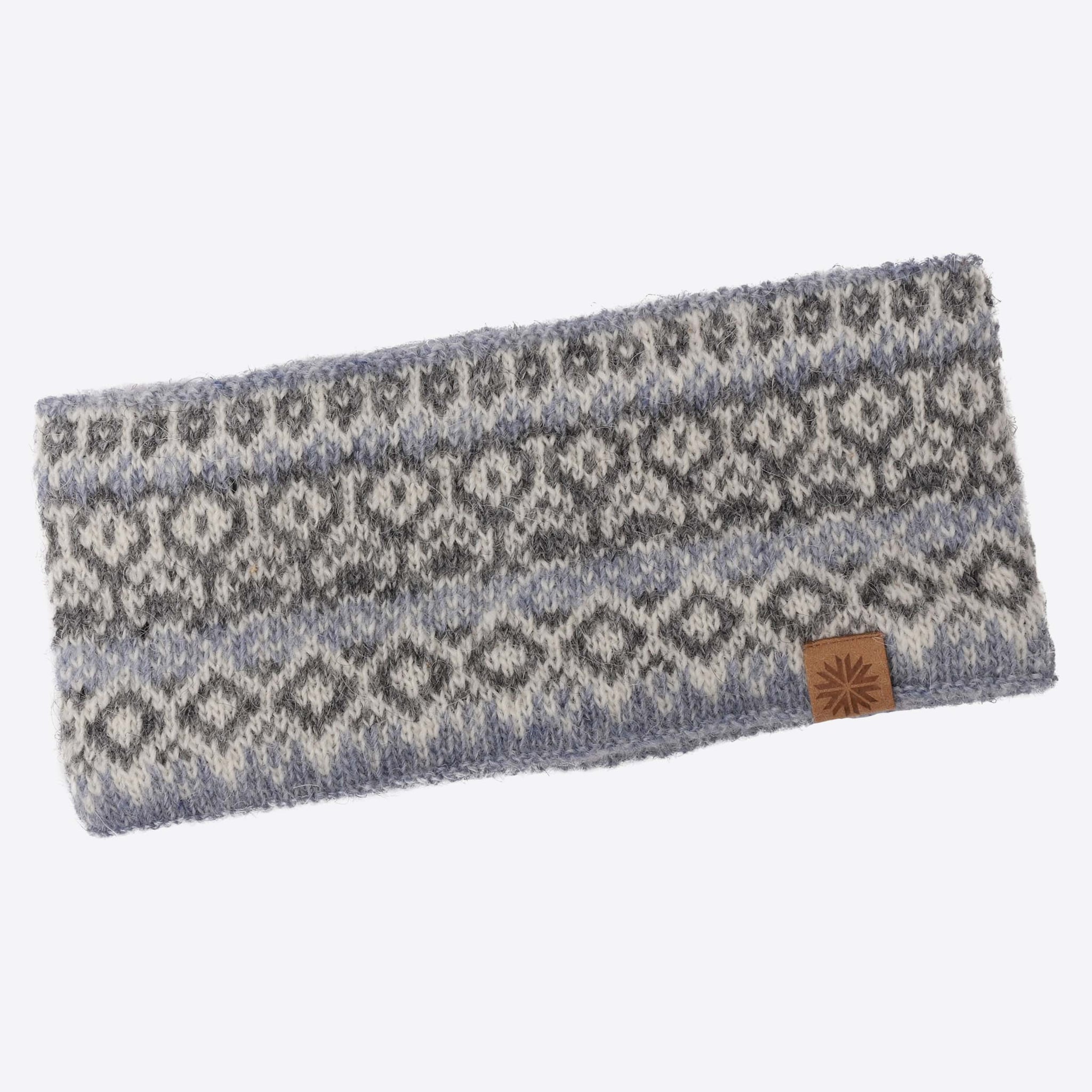 Fagradalsfjall wool headband with Icelandic pattern
