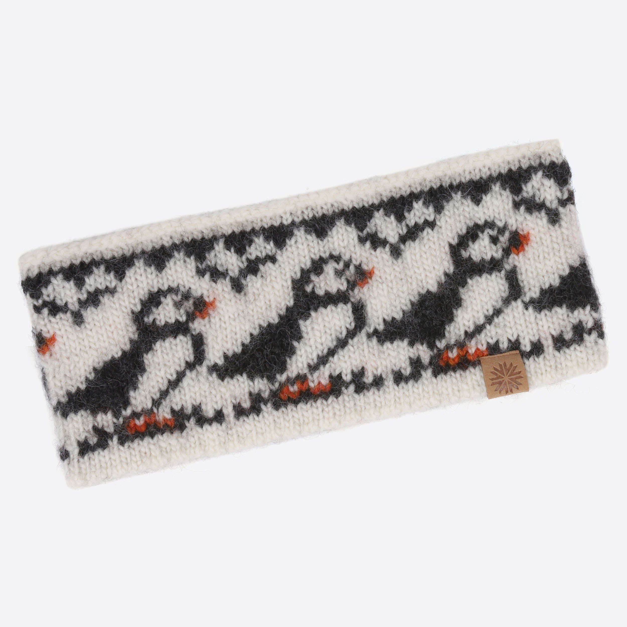 Lundi wool headband with puffin pattern