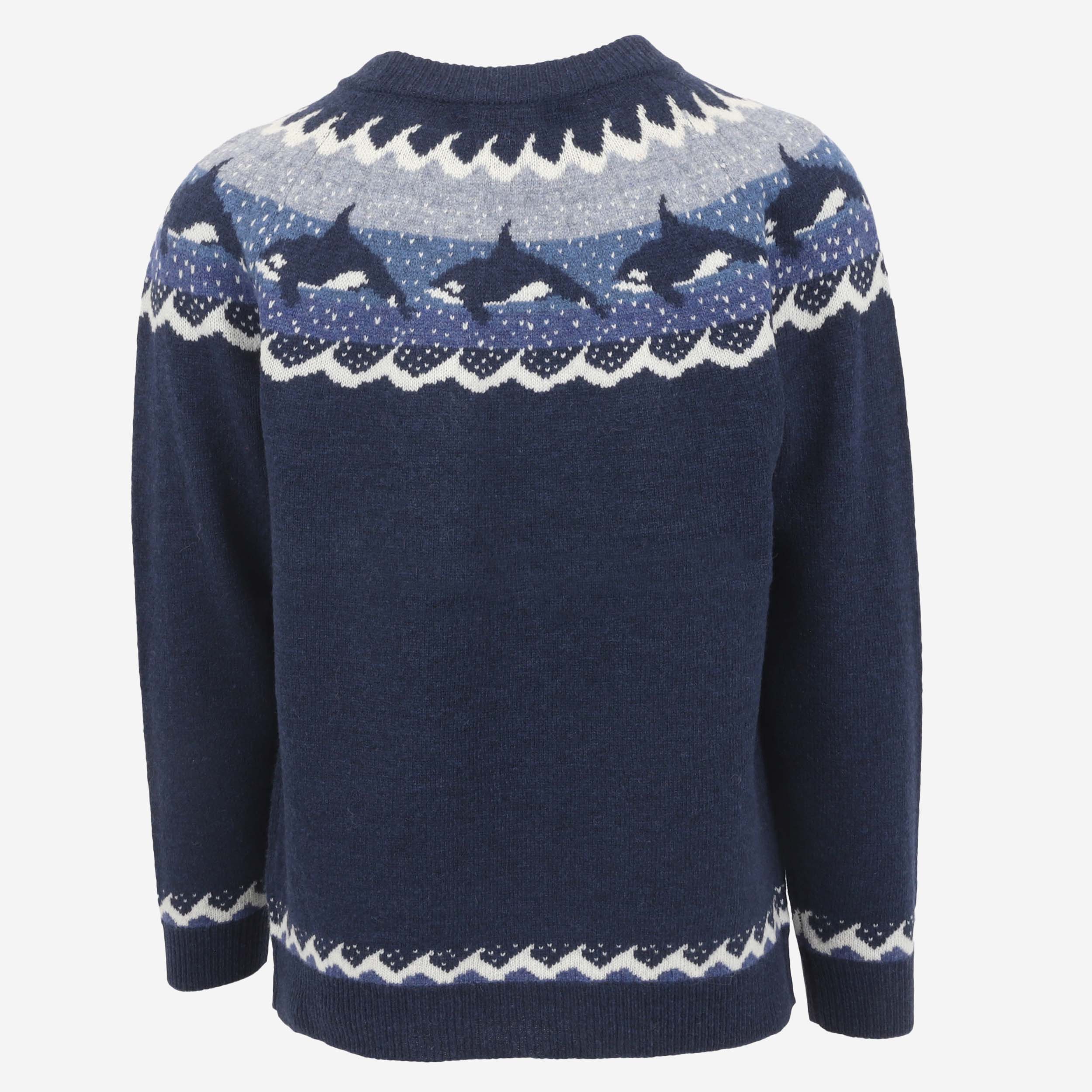 Hvalur wool pullover with orca design