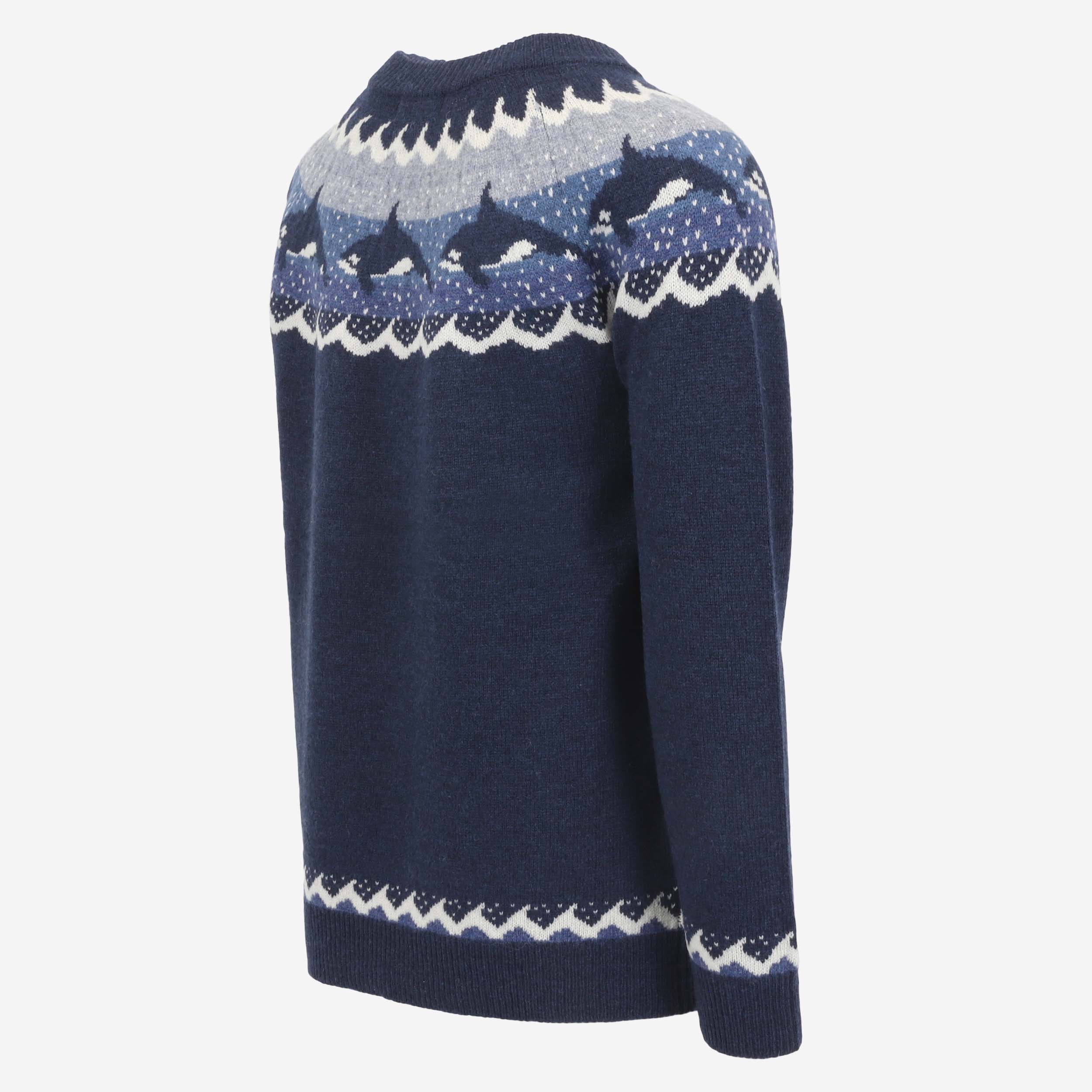Hvalur wool pullover with orca design