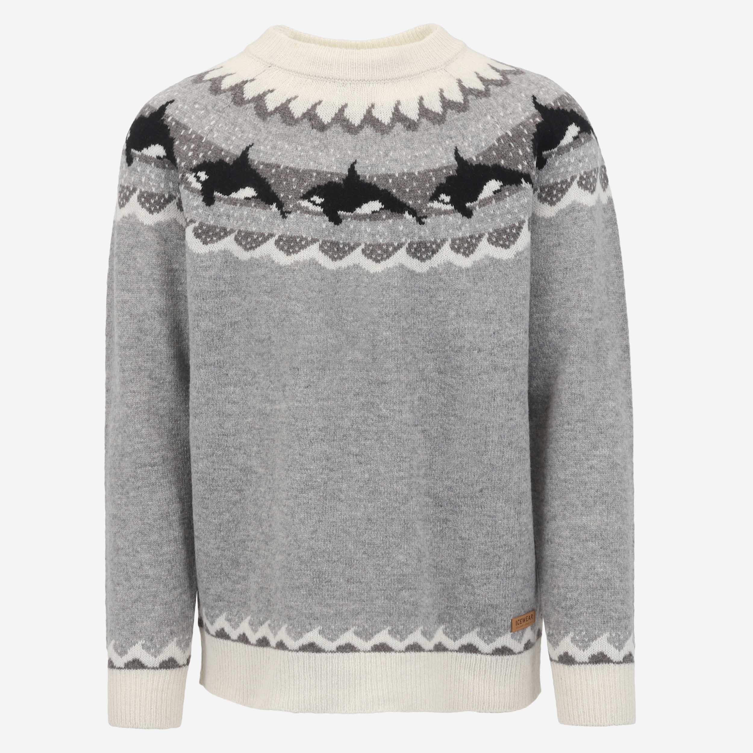 Hvalur wool pullover with orca design