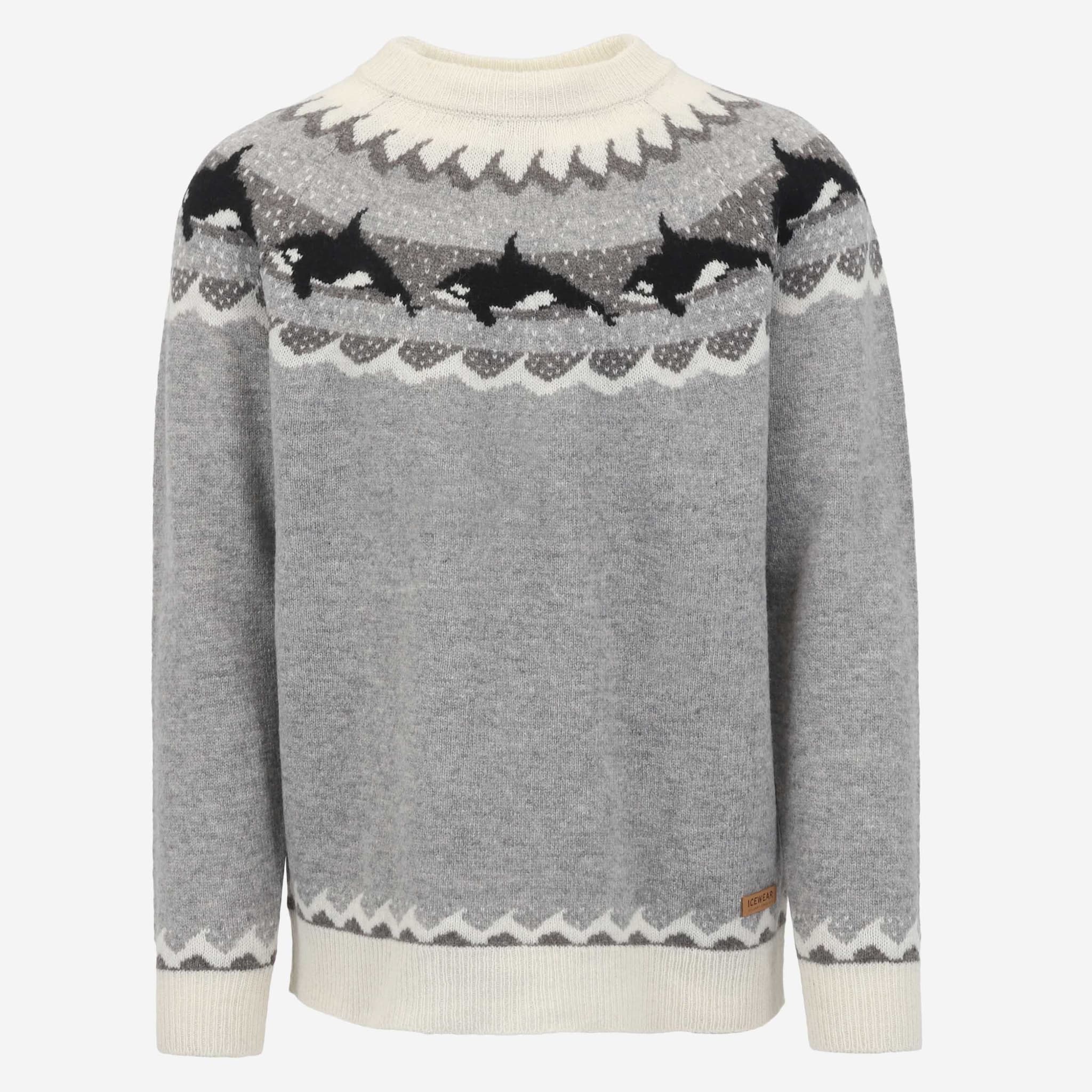 Hvalur wool pullover with orca design