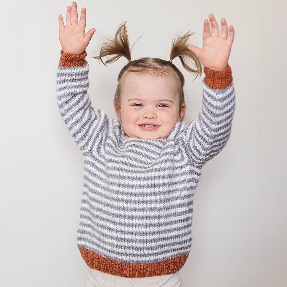 Ramba kids striped sweater knitting pattern