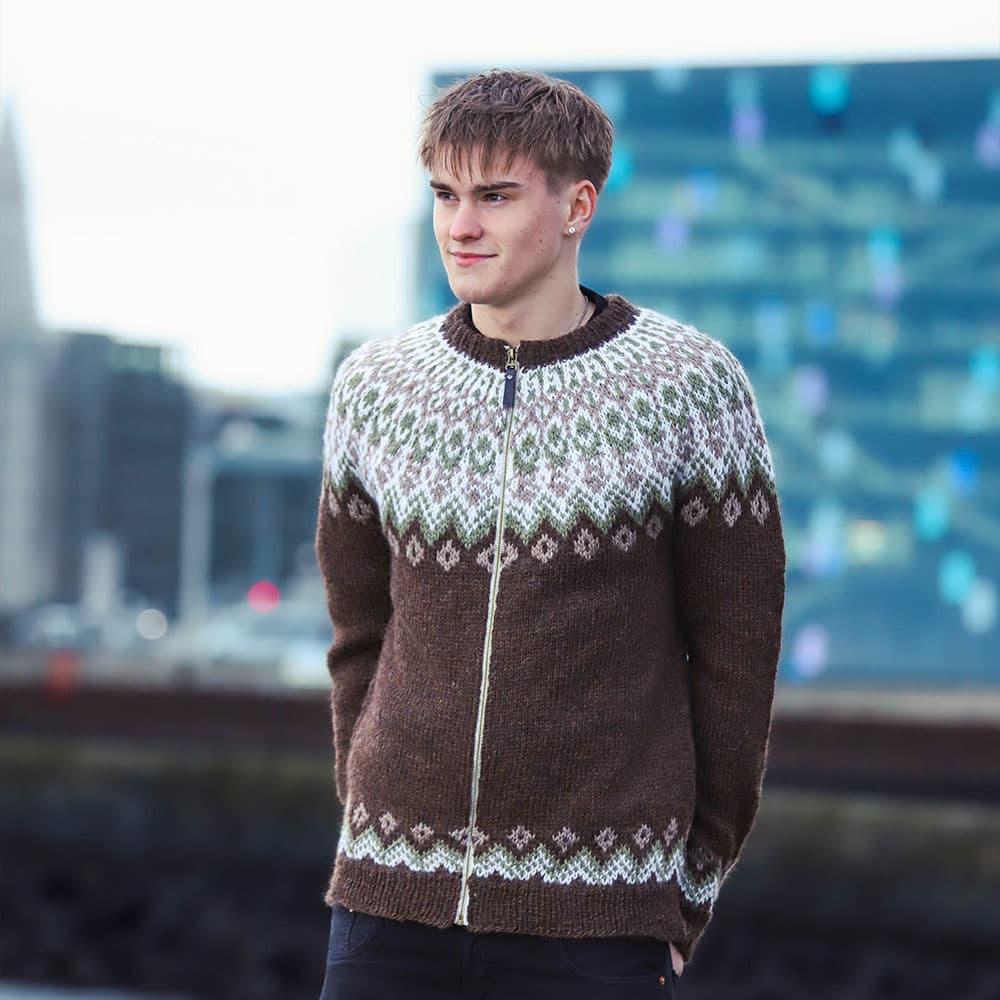 Þröstur zipped sweater knitting pattern