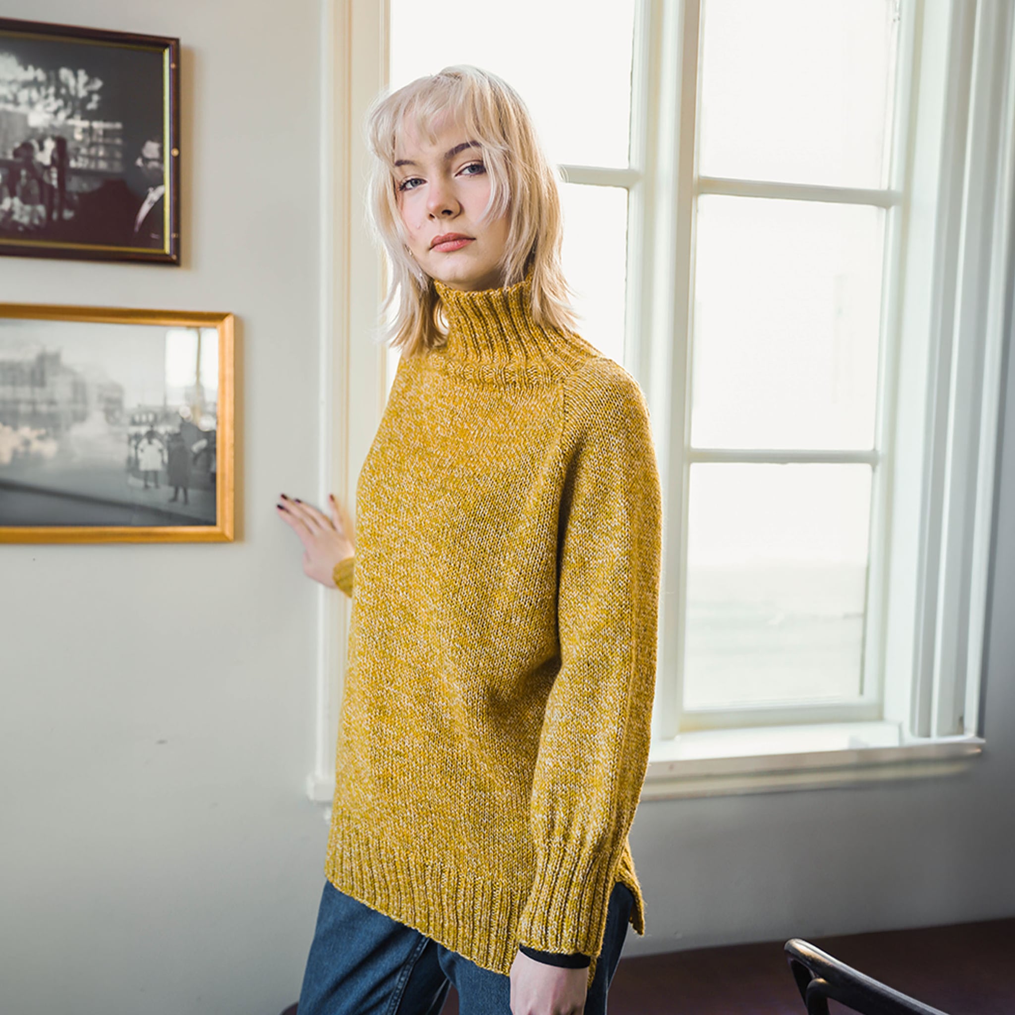 Ylfa long sweater knitting pattern