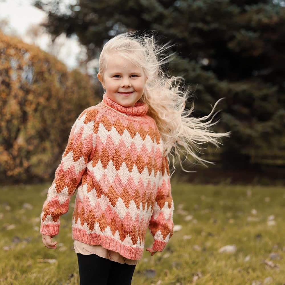Tindur striped kids´ sweater knitting pattern