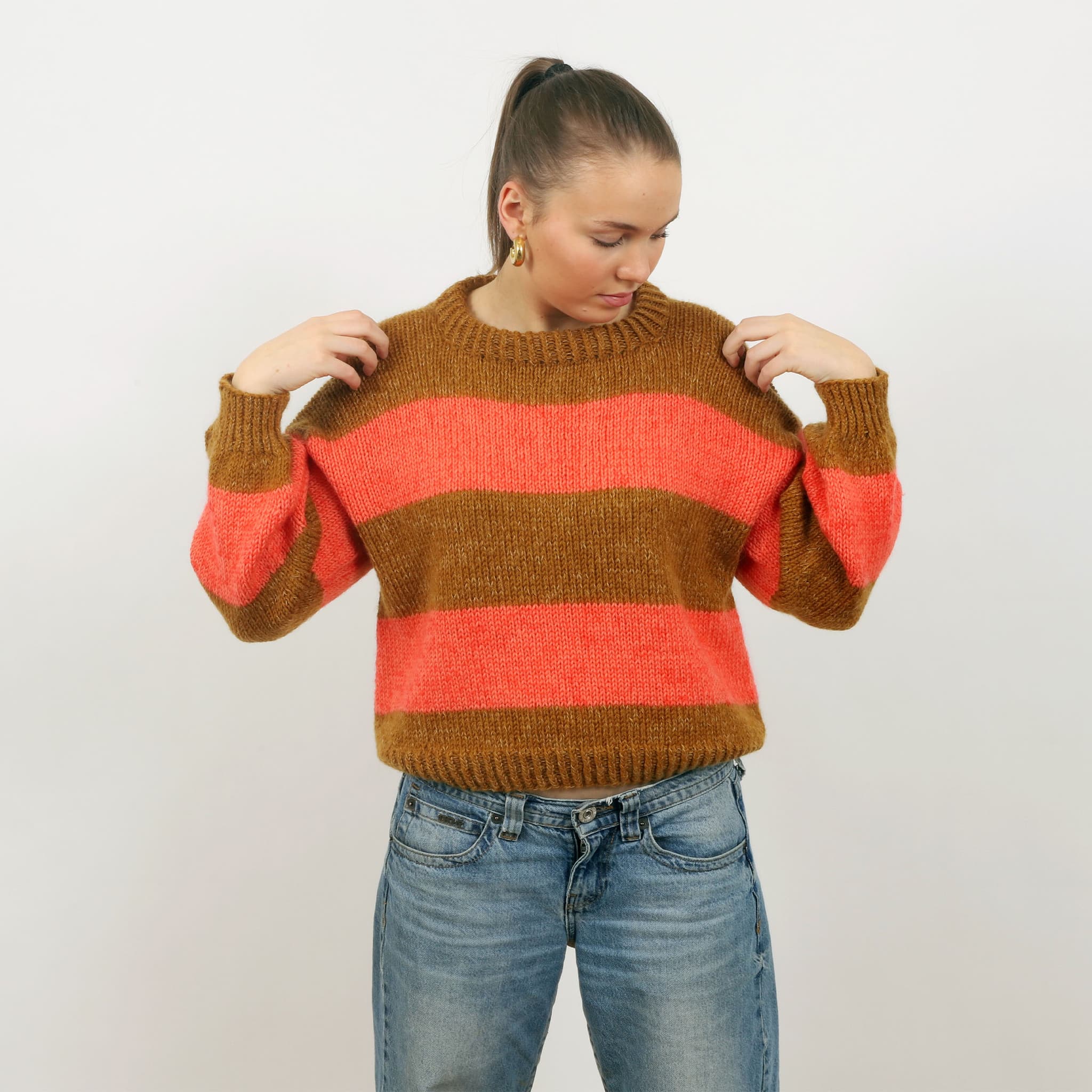 Box striped jumper knitting pattern