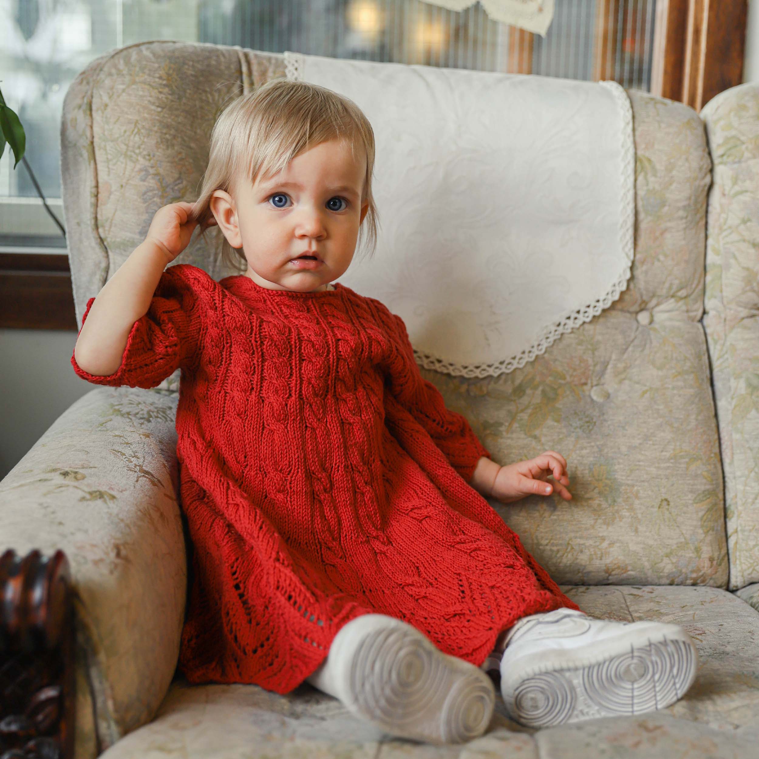 Karen shortsleeve kids dress knitting pattern