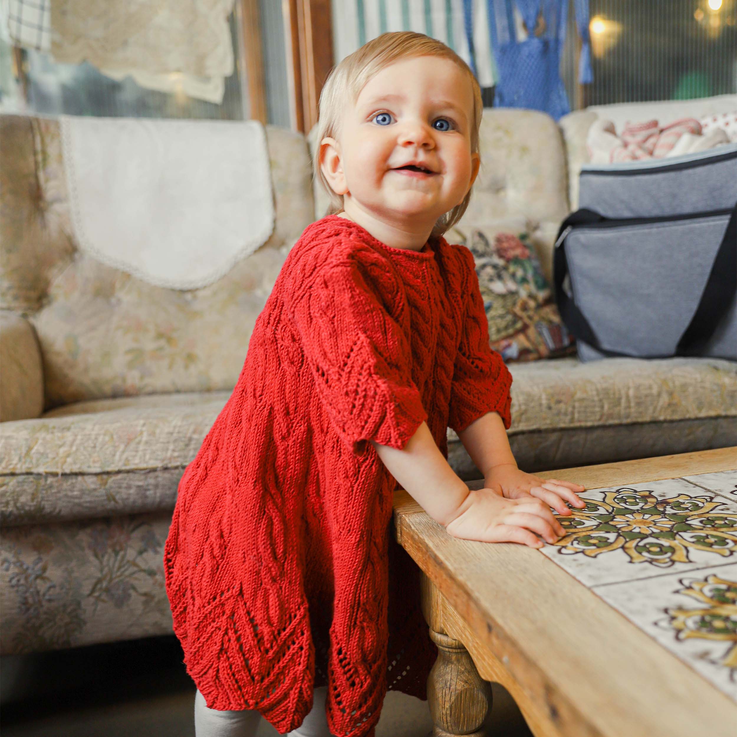 Karen shortsleeve kids dress knitting pattern