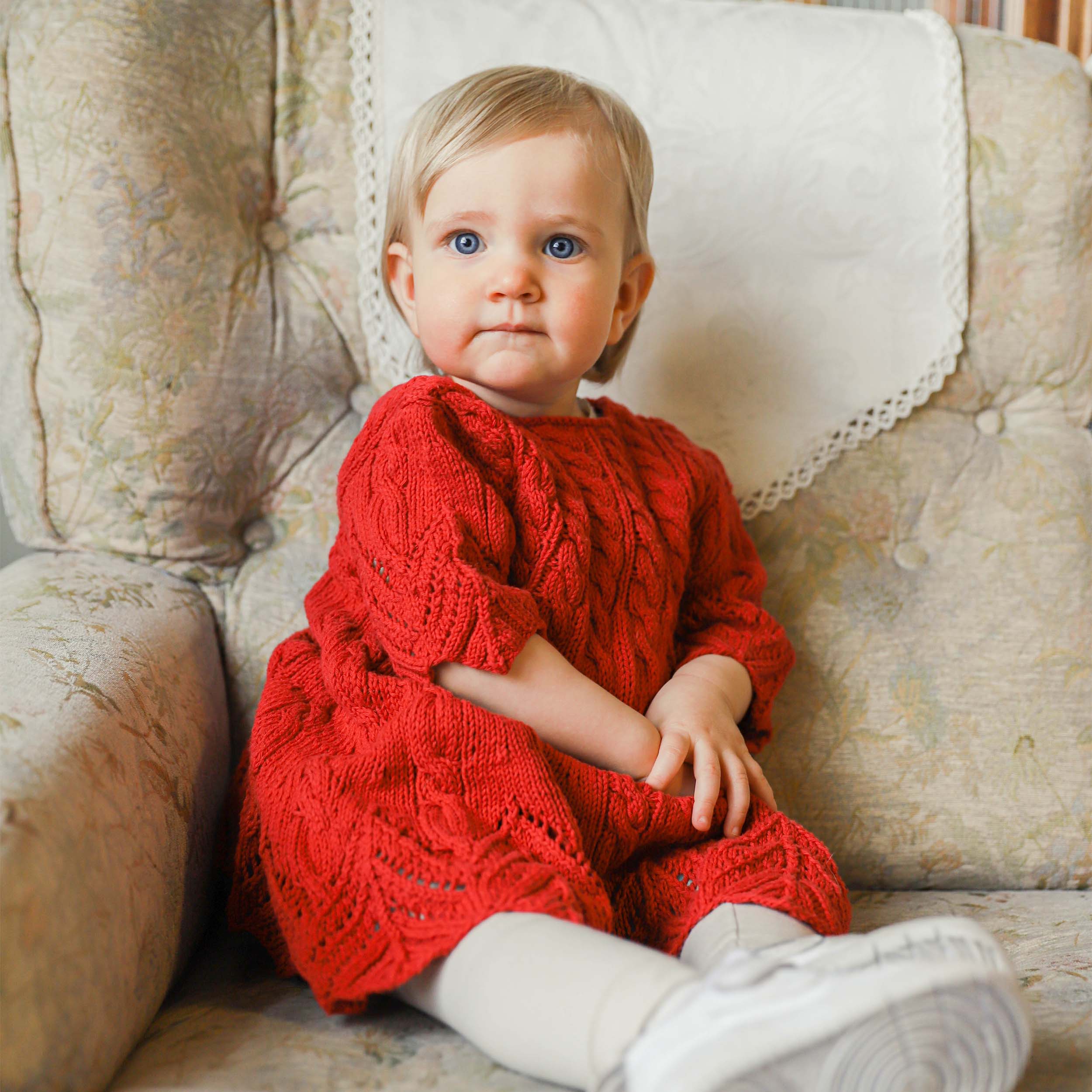 Karen shortsleeve kids dress knitting pattern