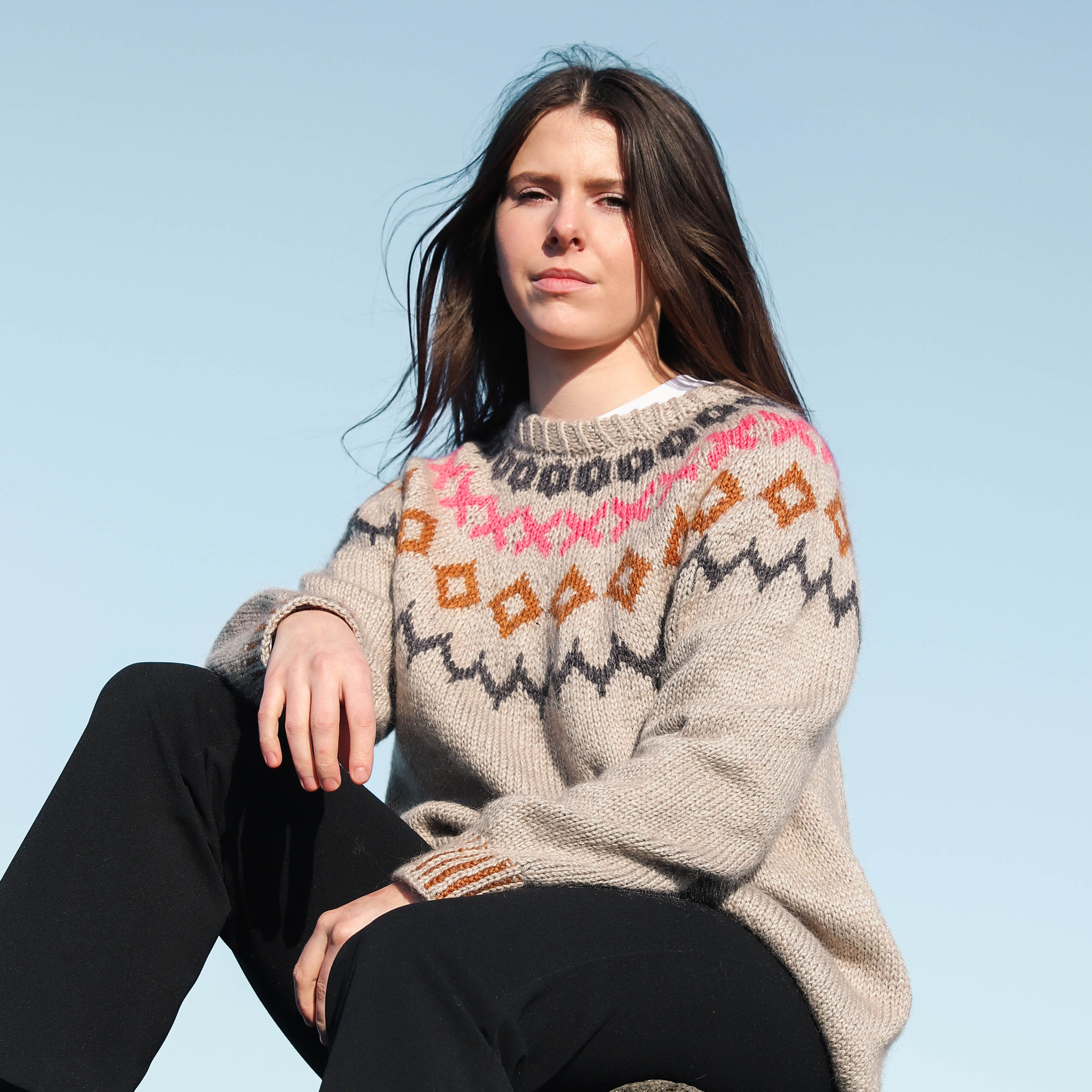 Moss oversized sweater knitting pattern