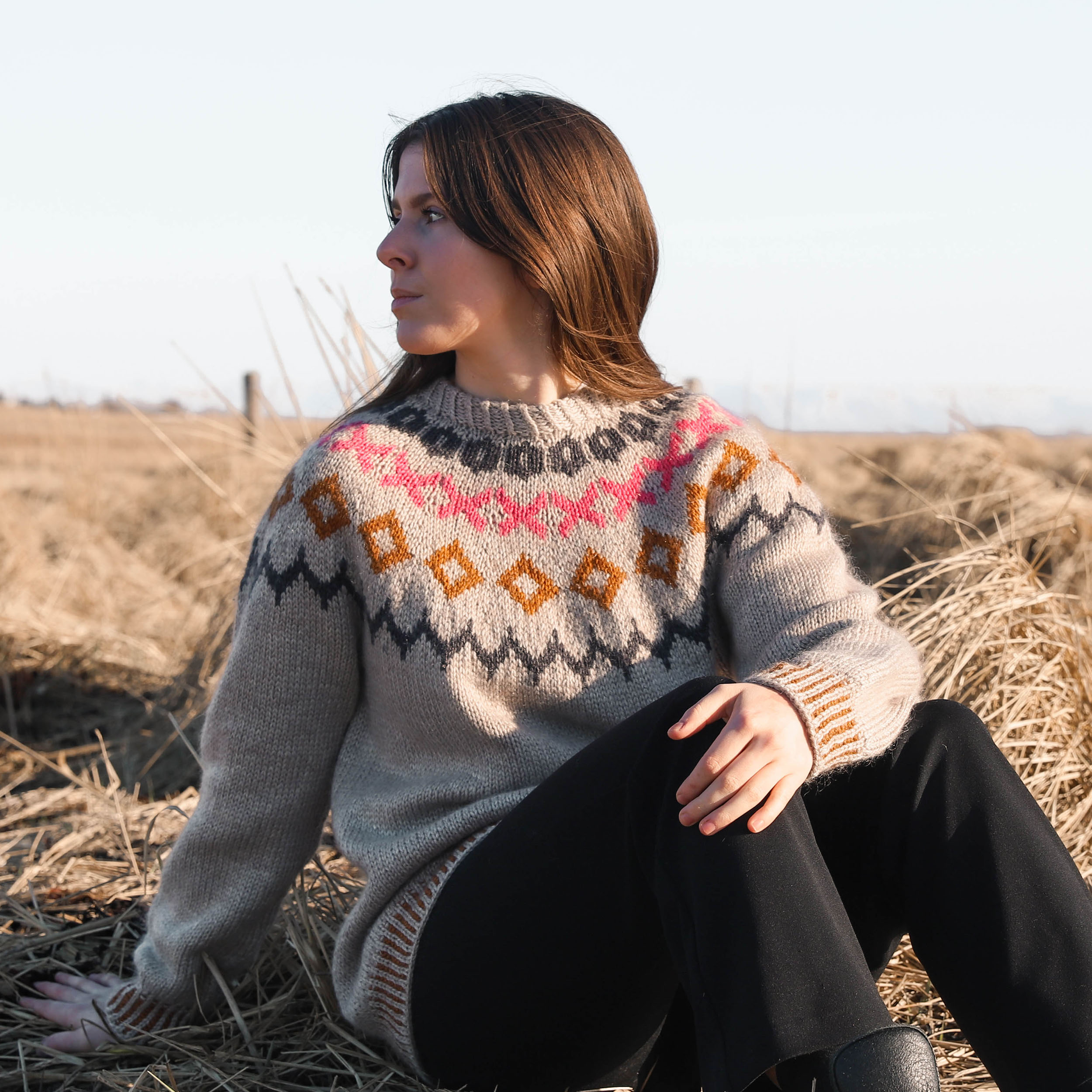 Moss oversized sweater knitting pattern