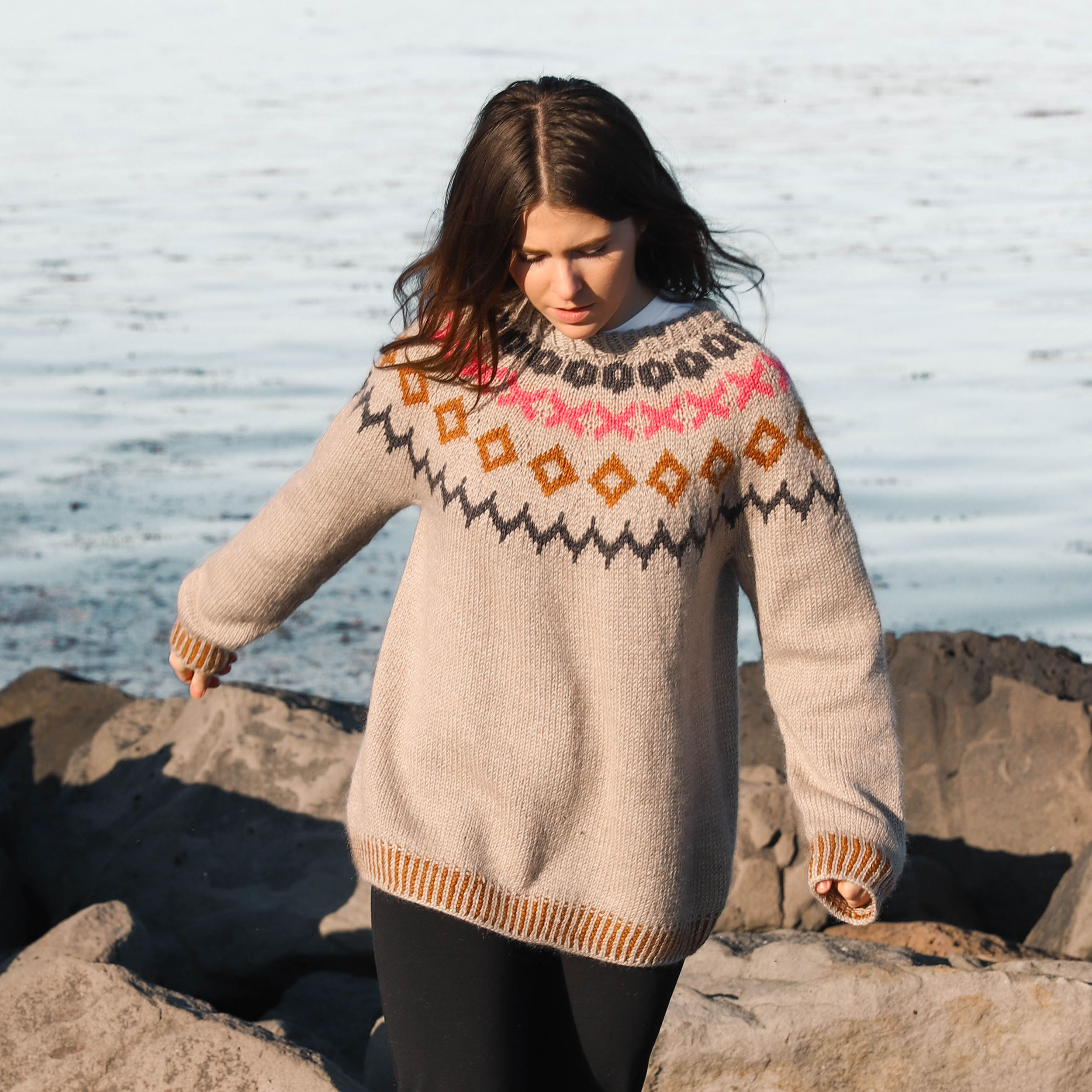 Moss oversized sweater knitting pattern