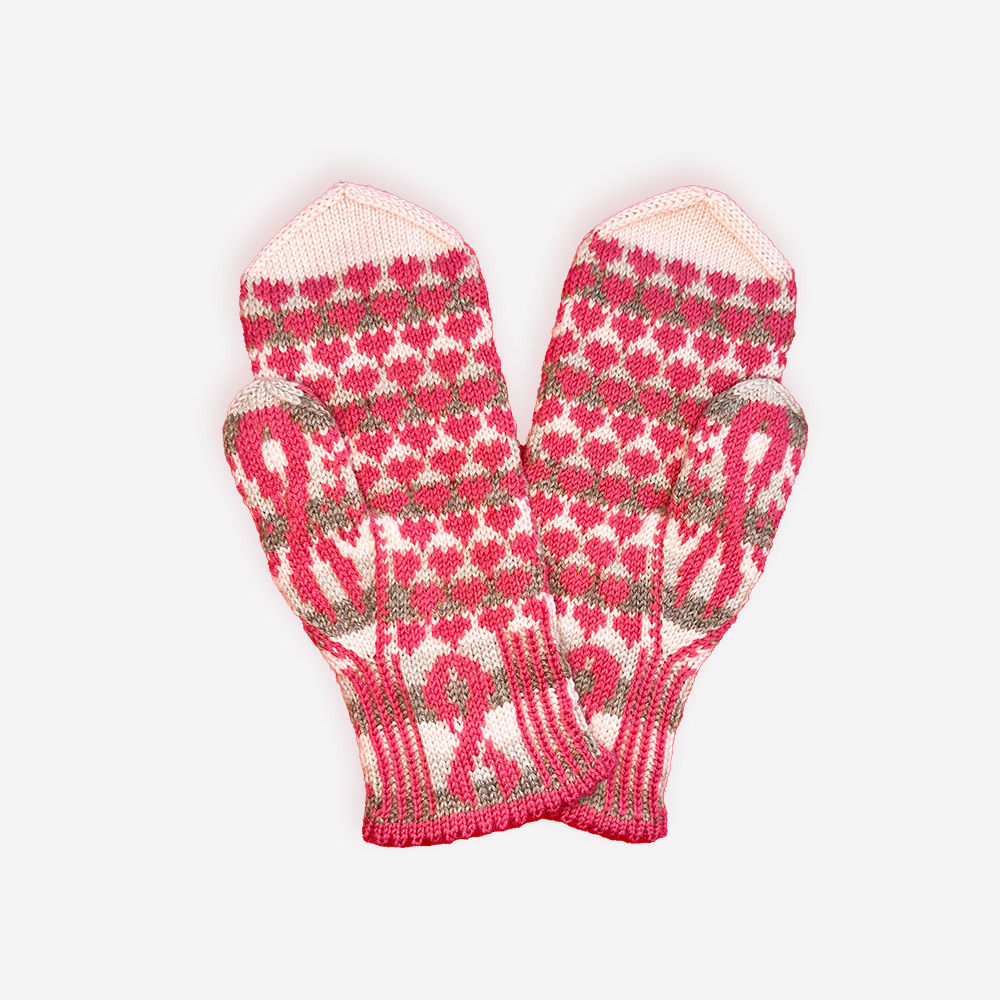 Bleika slaufan mittens knitting pattern