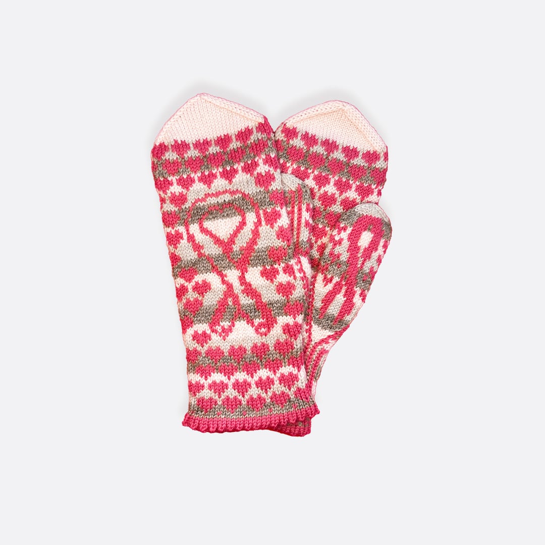 Bleika-slaufan mittens knitting pattern