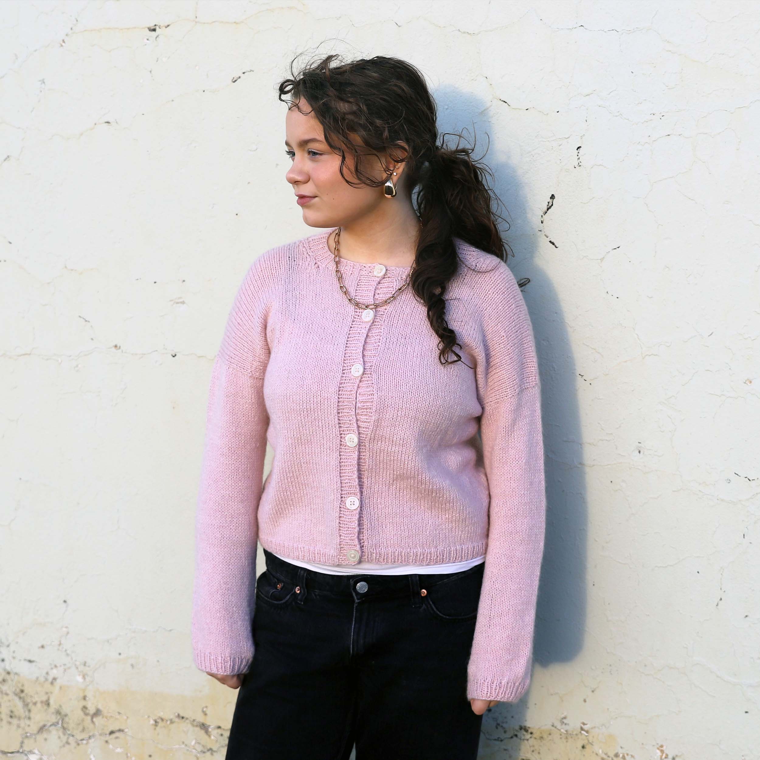 Tína buttoned kids sweater knitting pattern