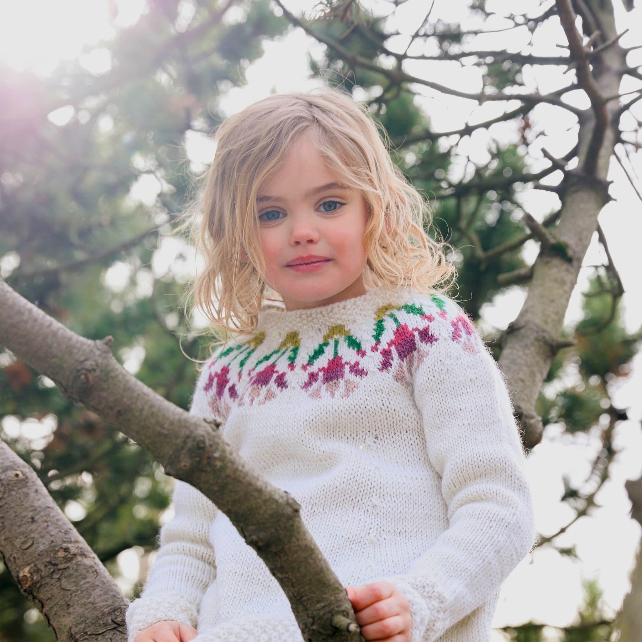 Blómarós Strickmuster für Pullover mit Blumenmuster