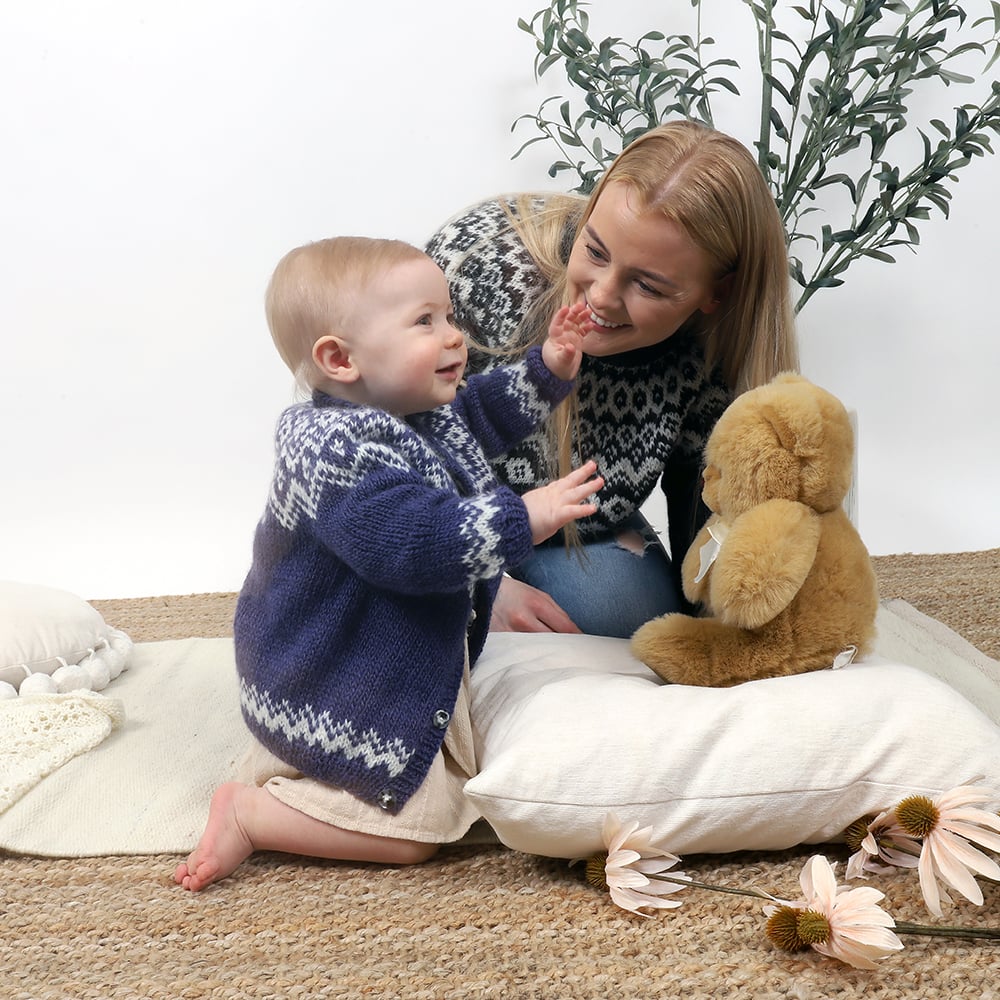 Rita buttoned kids sweater knitting pattern