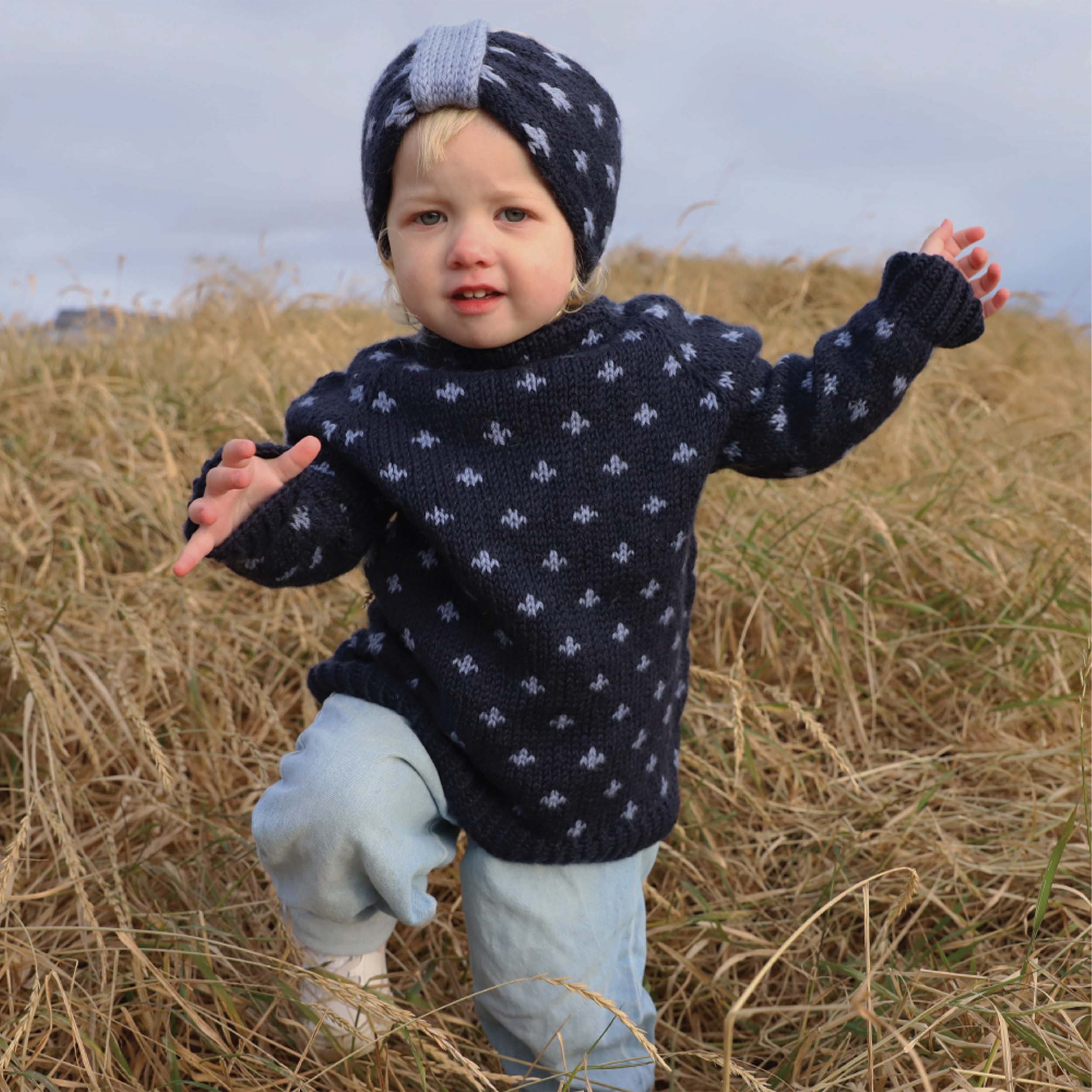 Lóla kids sweater and headband knitting pattern
