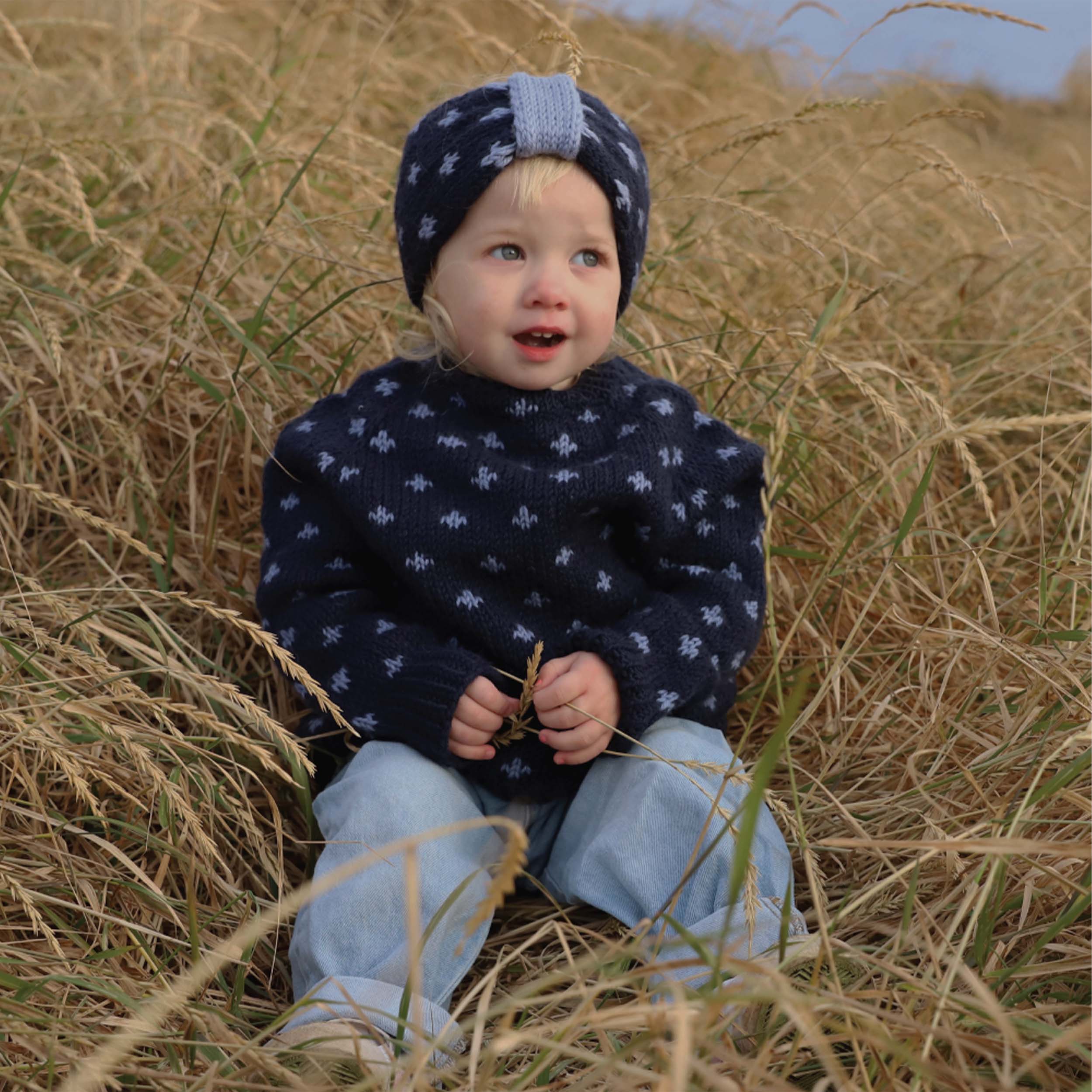 Lóla kids sweater and headband knitting pattern