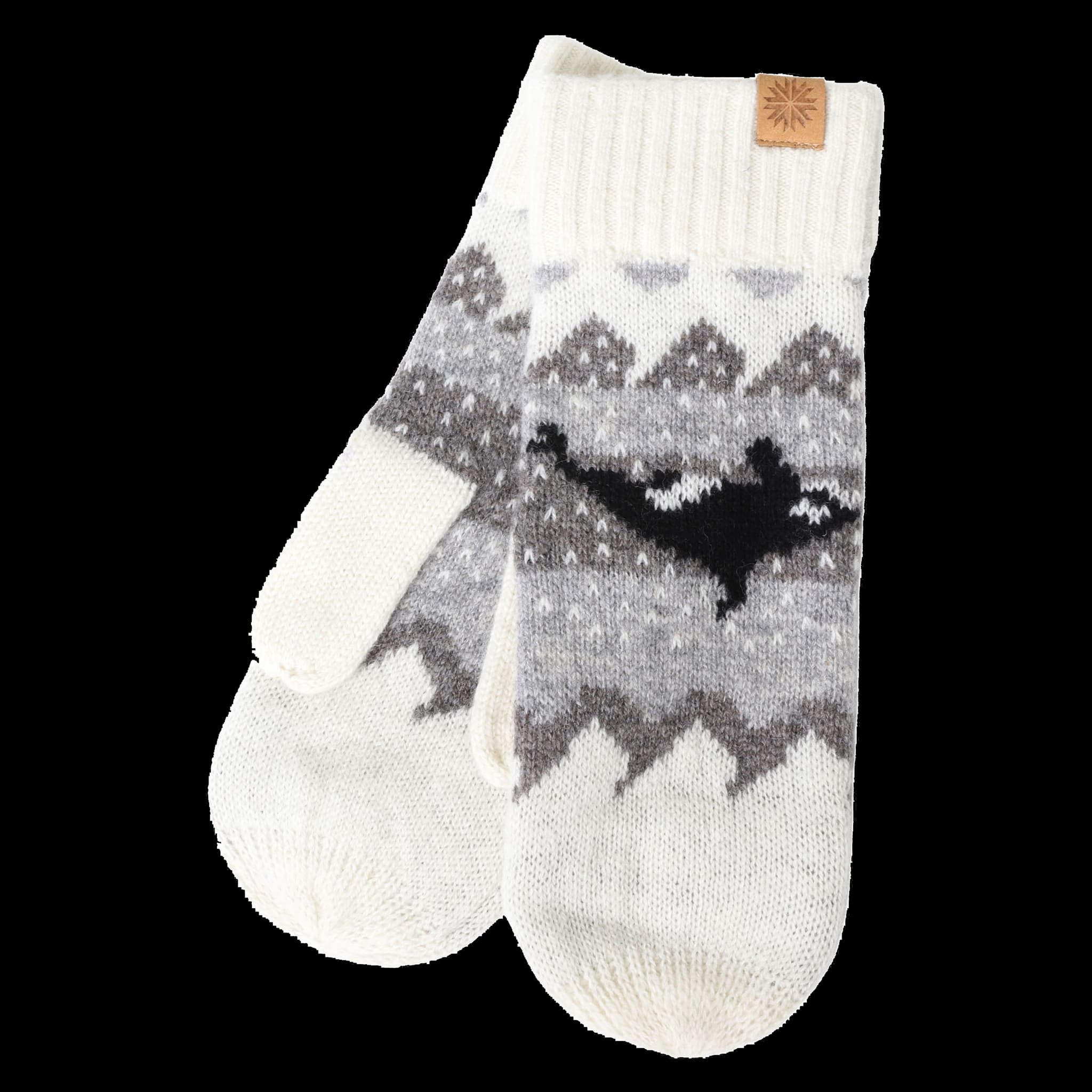 Hvalur wool mittens with orca design